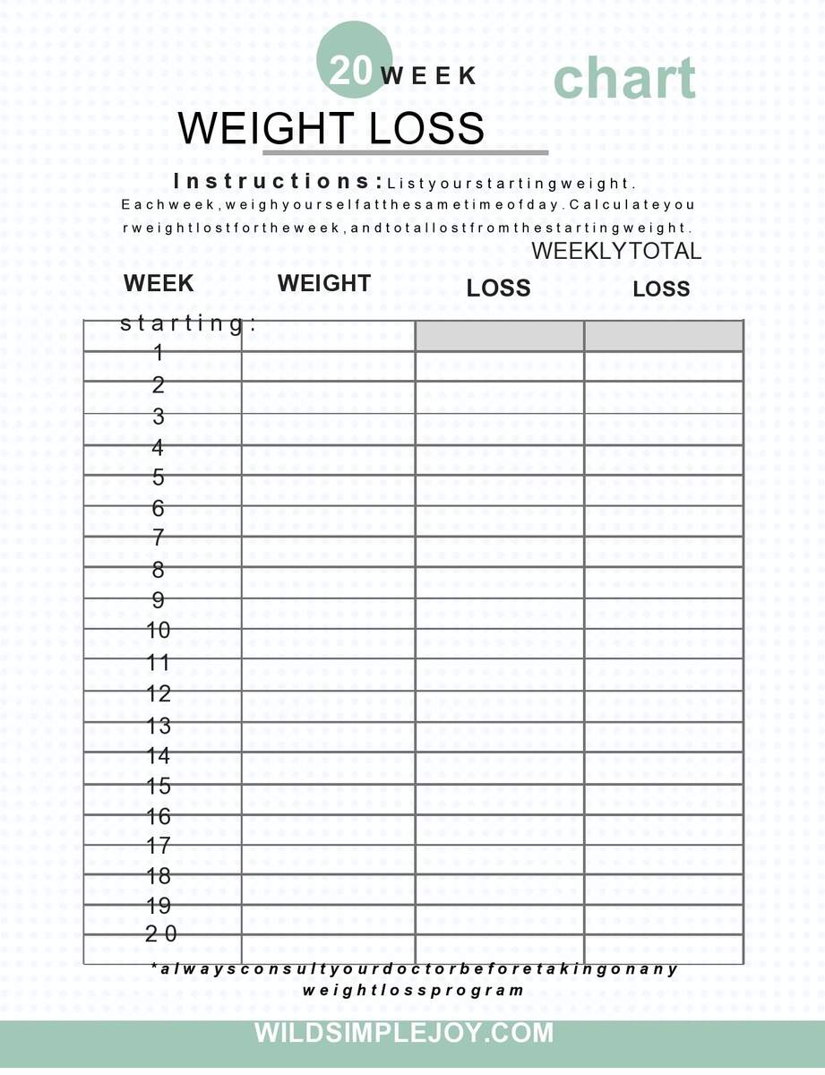 50 Blank Weight Loss Tracker Templates Monthly Weekly