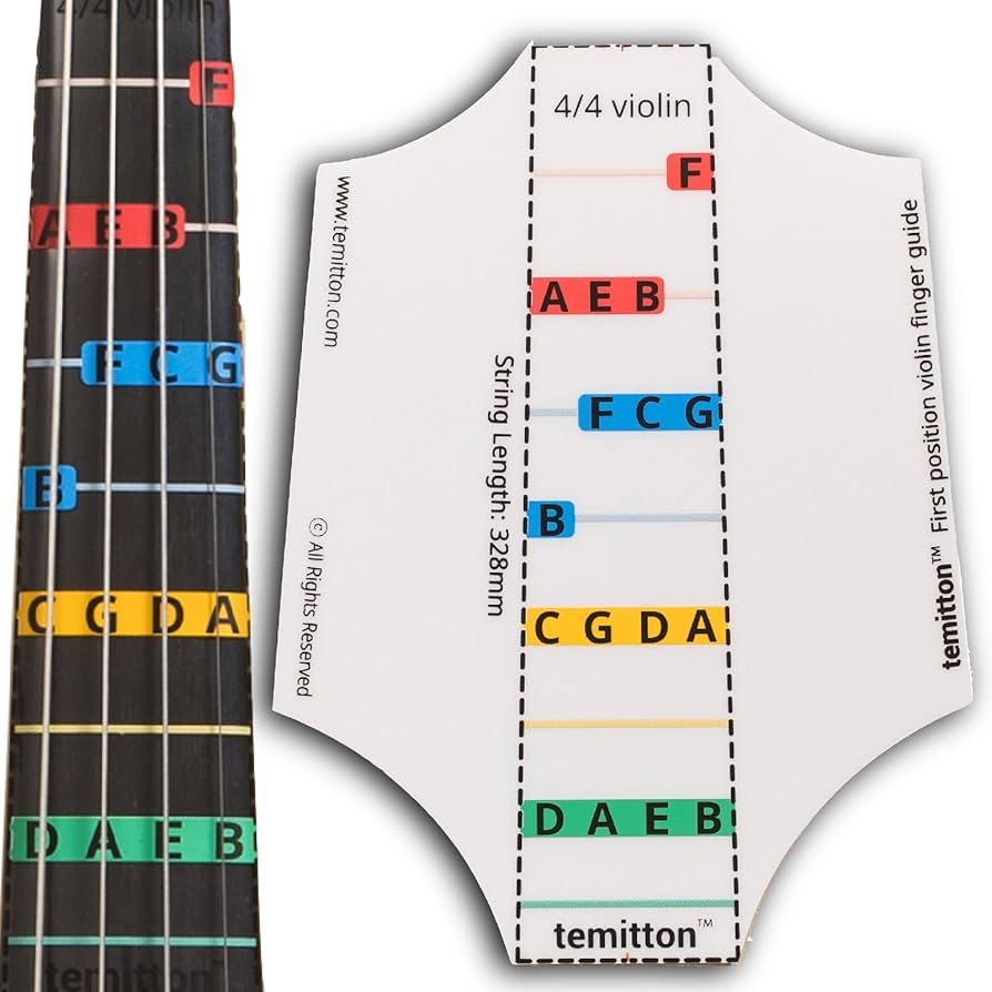 Amazon Non Adhesive Violin Finger Guide And Fingering Chart Static Cling Fingerboard Stickers Note Labels Type B Note Names 4 4 Full Size Musical Instruments
