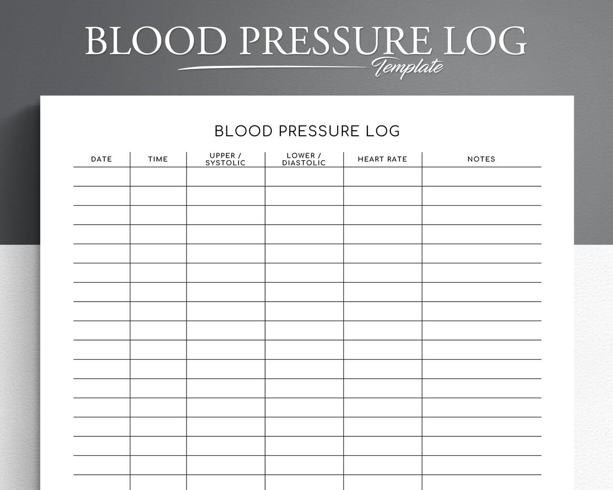 Blood Pressure Log Sheet Paper Trail Design