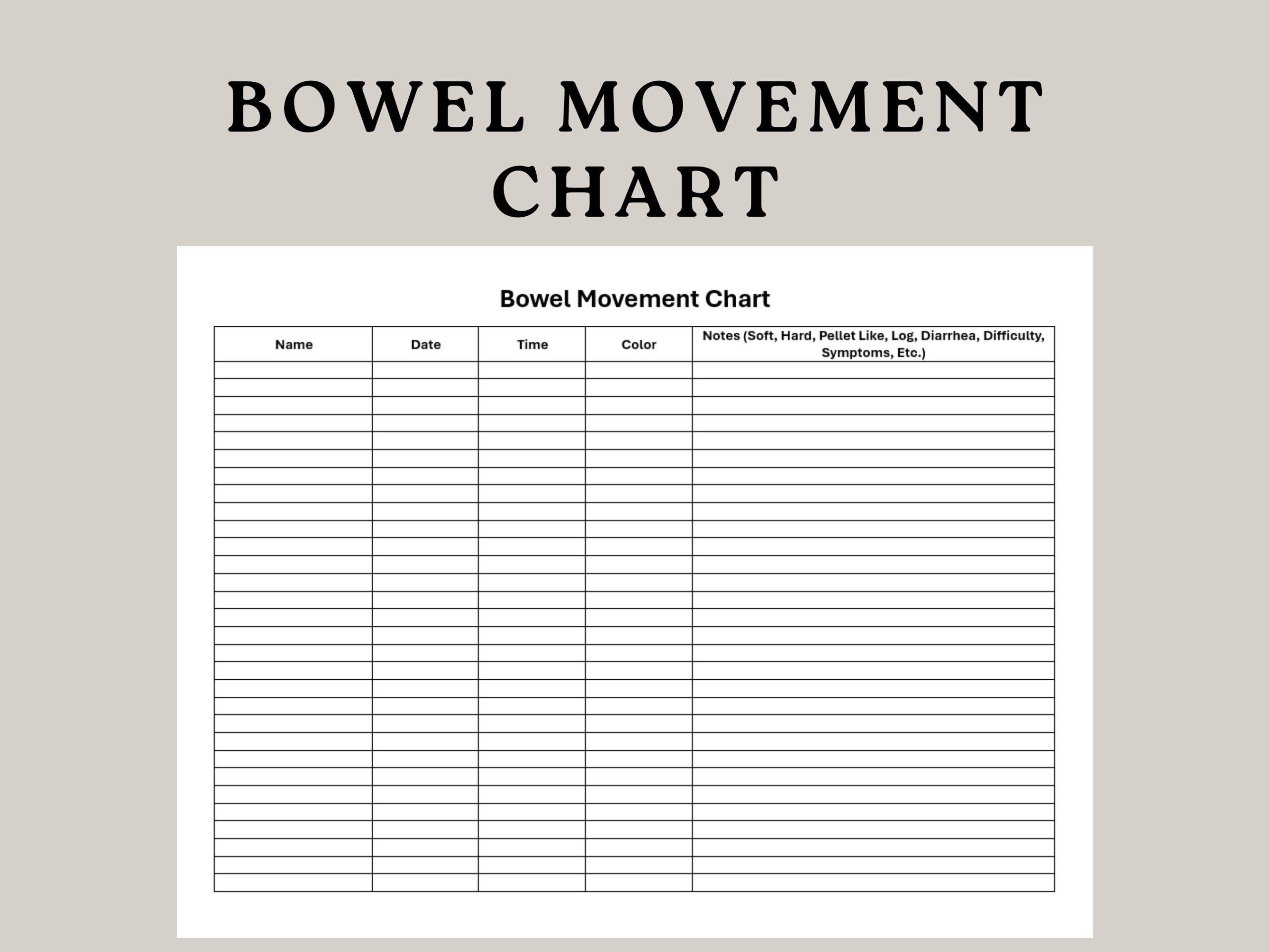 Bowel Movement Chart Stool Chart Poop Log Constipation Tracker Poop Calendar Irritable Bowel IBS Tracker Gut Issues Chart Etsy