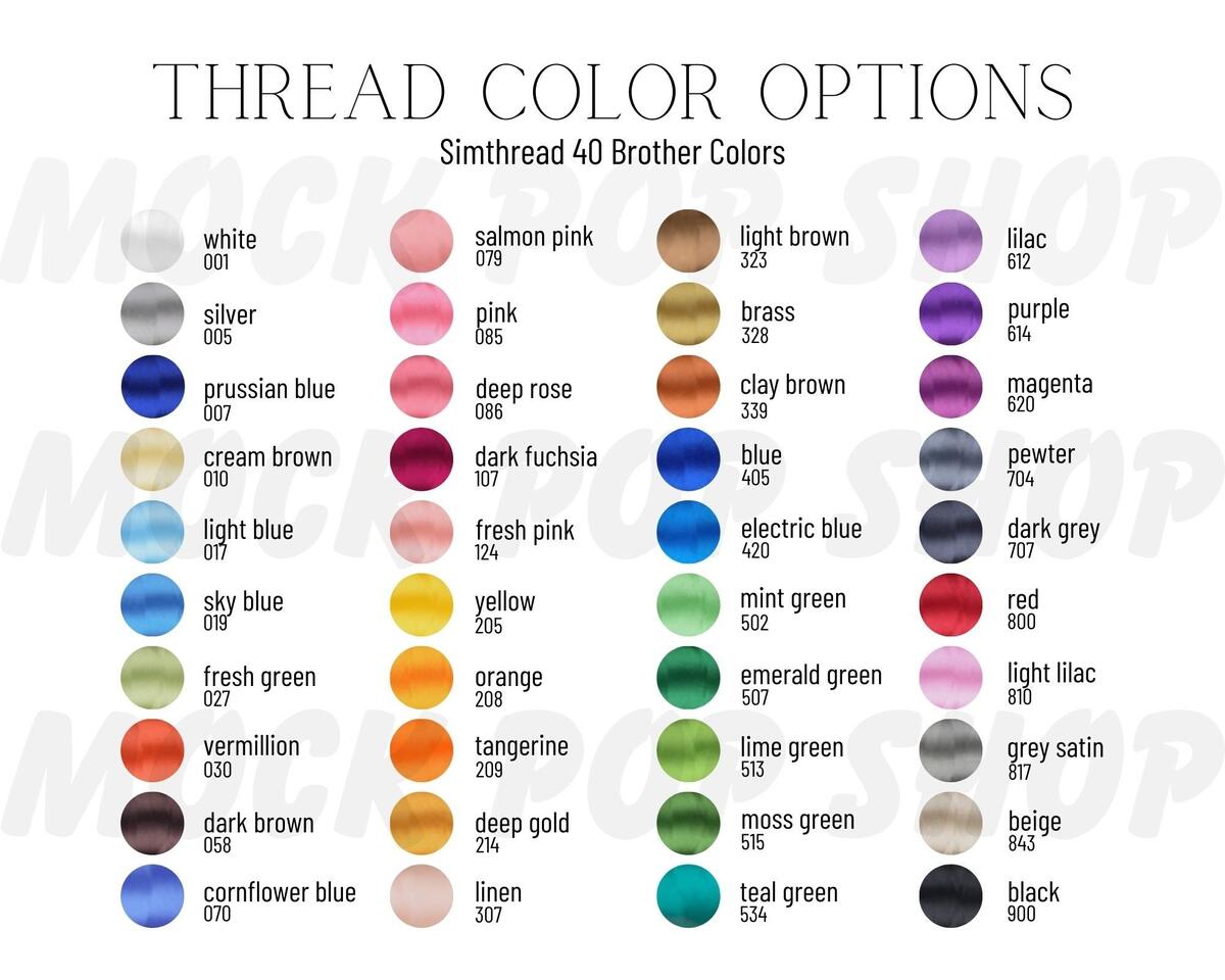 Brother Embroidery Thread Color Chart Etsy