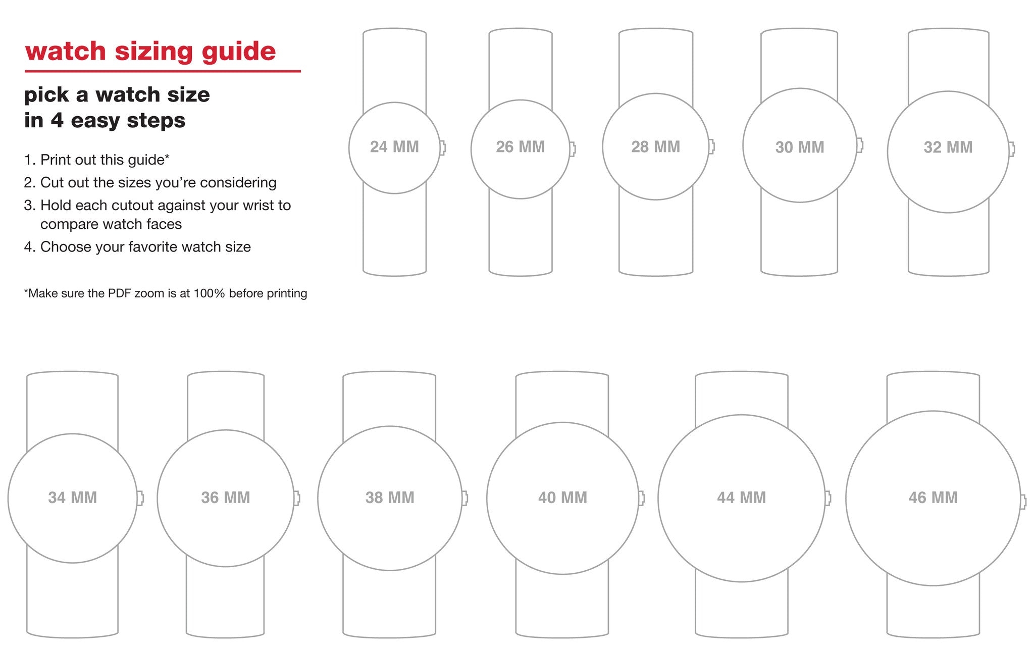 Chart 40mm Apple Watch Wrist Size 40mm Wrist Watch Size Guide Sizing Guide Apple Watch Sizing