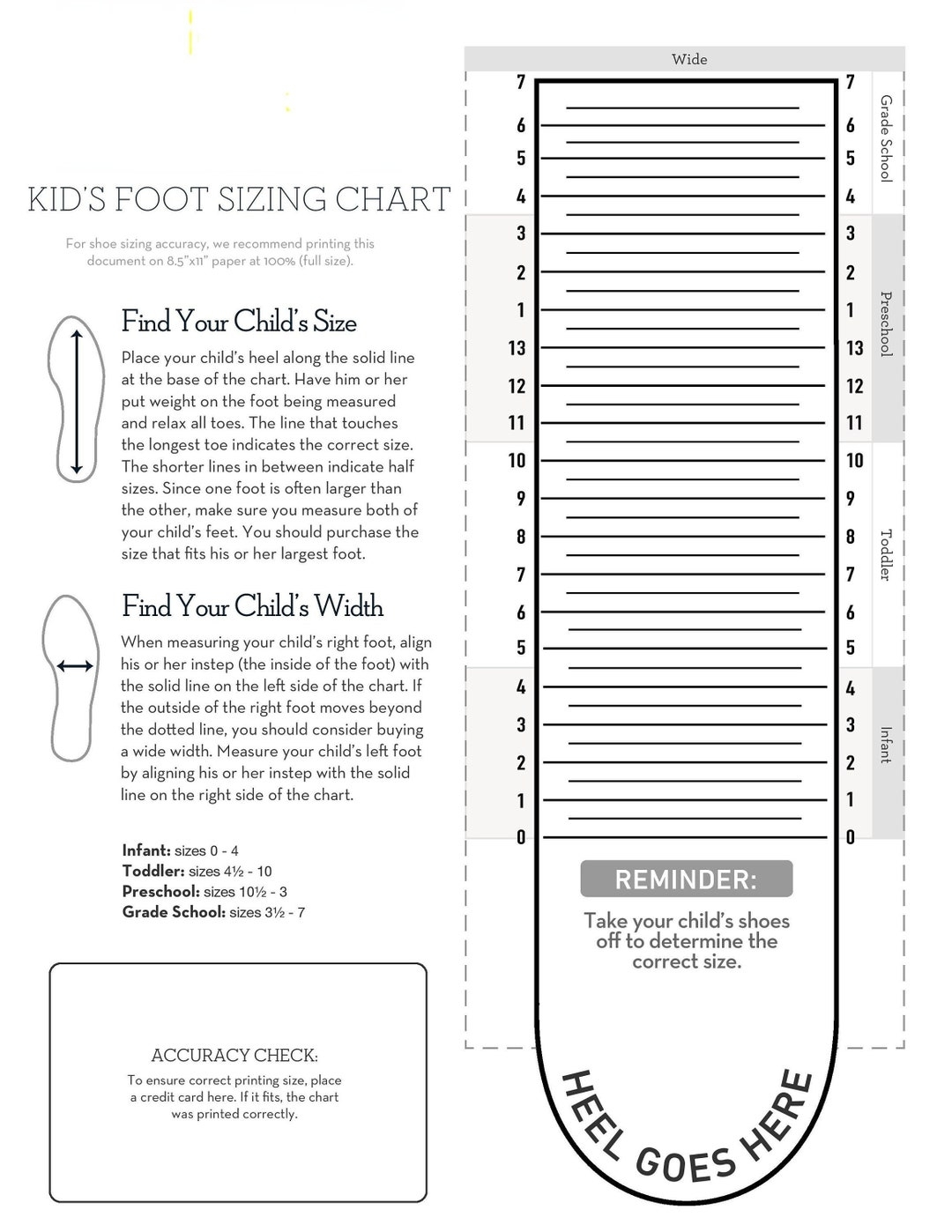 Printable Kids Shoe Size Inches Printable Boy And Girl Shoe Size Conversion Sizing Chart Year Boy