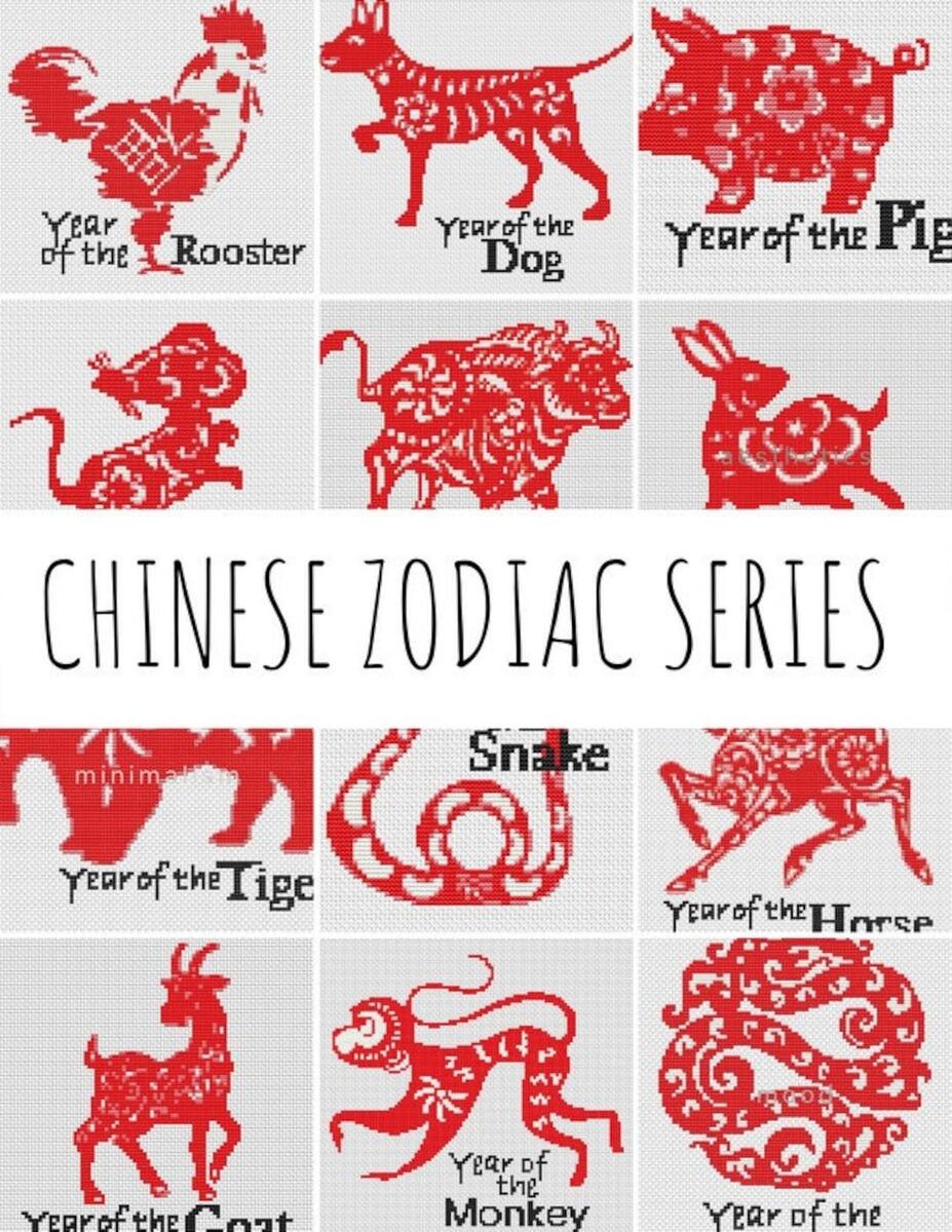 Chinese Zodiac Pattern PDF Bundle Set Astrology Horoscope Embroidery Printable Mini Designs 12 Charts Etsy