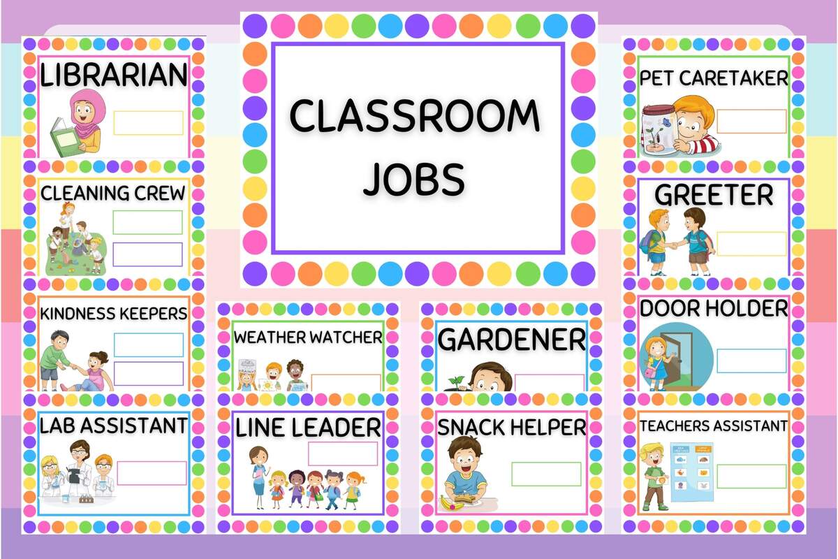 Classroom Job Chart For Your Home Daycare Childcare Preschool Or Classroom Instant Download And Print From Your Home Computer Etsy Hong Kong