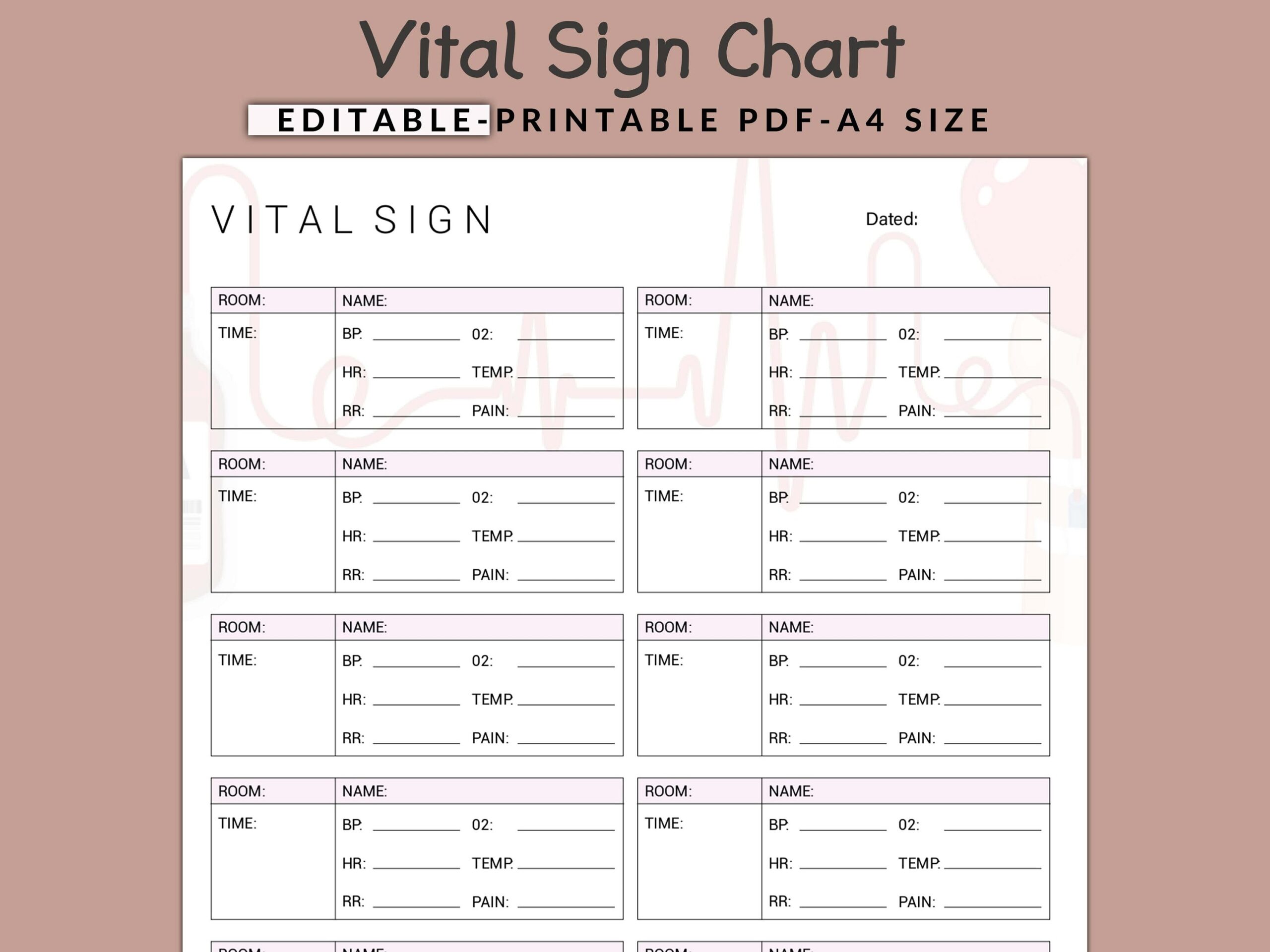 Comprehensive Vital Sign Chart Health Monitoring Log A4 PDF Etsy