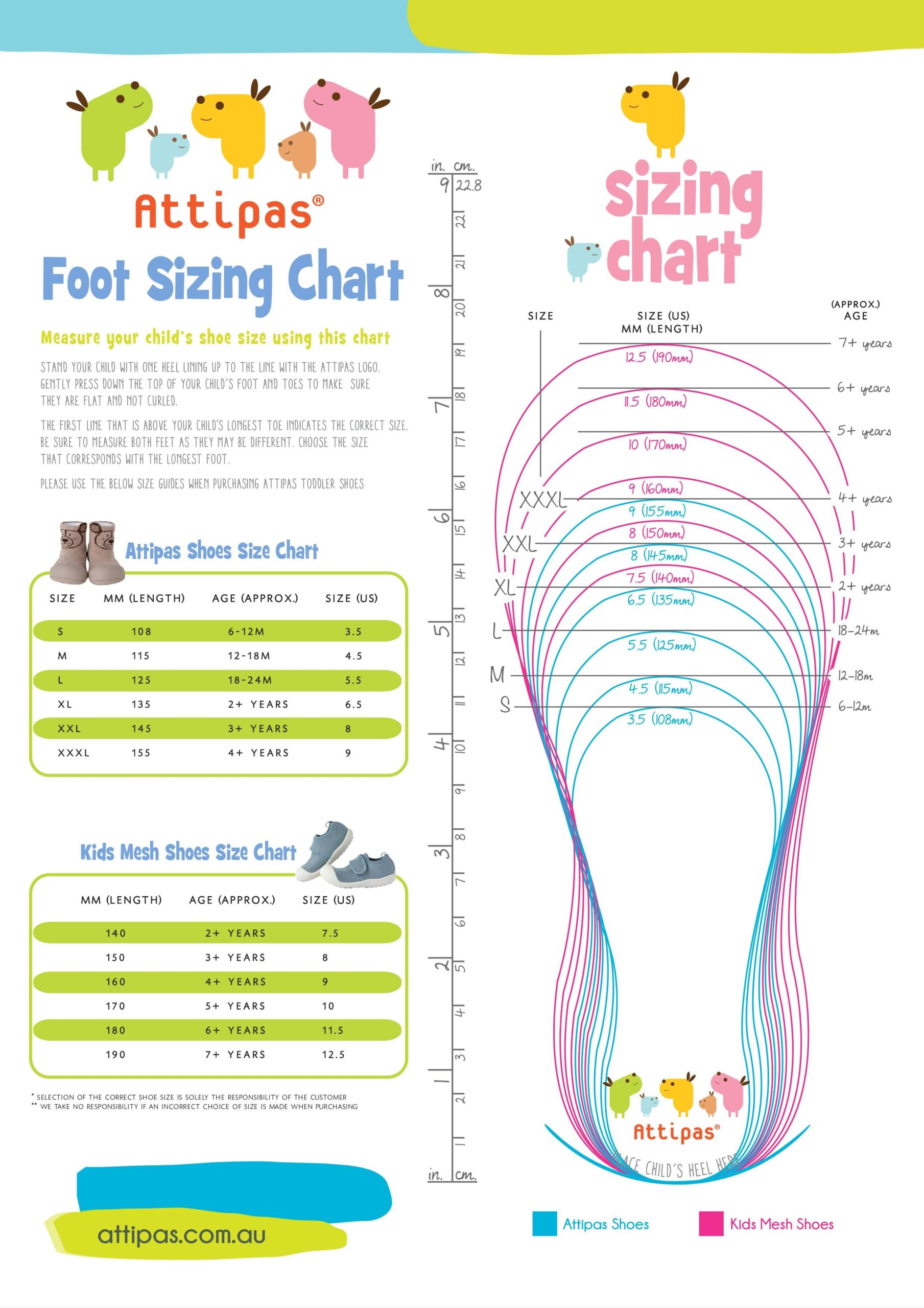 Printable Shoe Size Chart Kids Shoes In Canada USA IKid Planet