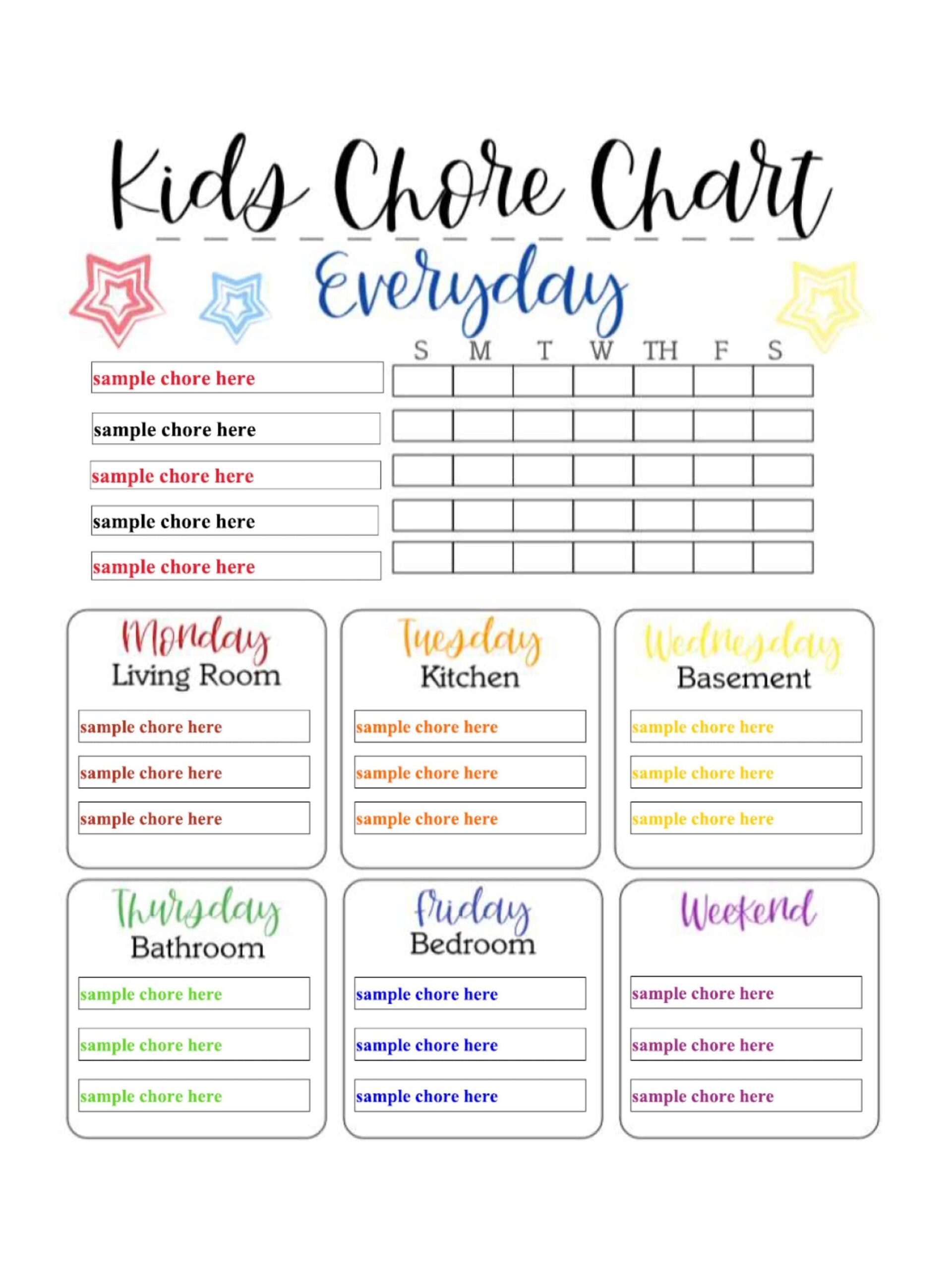 Customizable Chore Chart Etsy