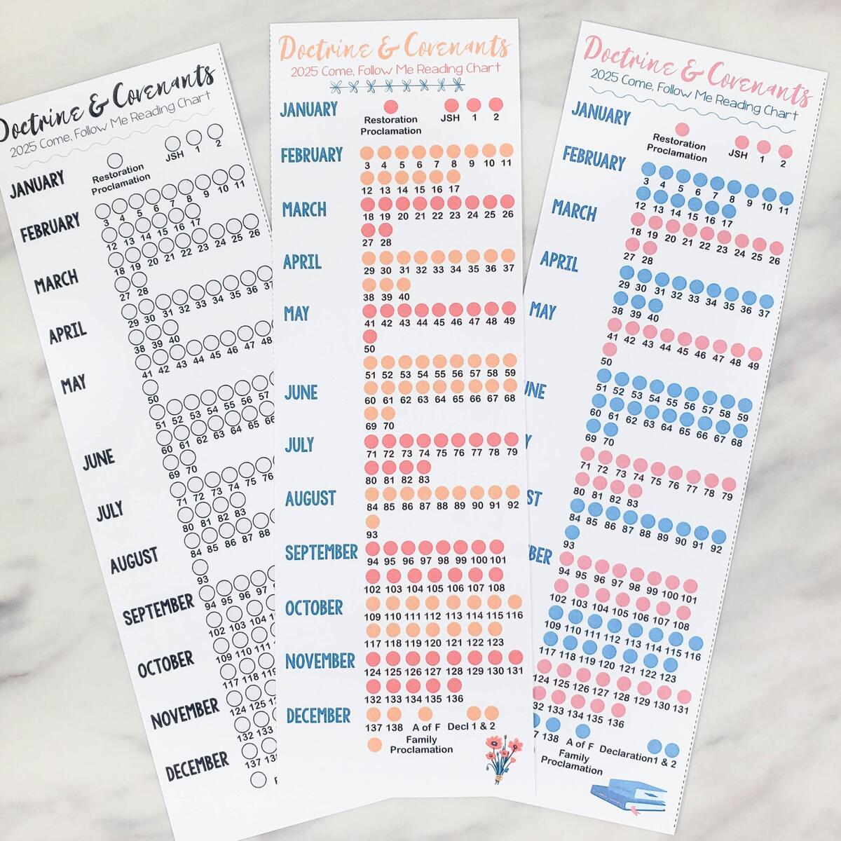 Doctrine Covenants Reading Chart Standard Works Floral Come Follow Me 2025 Church Of Jesus Christ Of Latter Day Saints Etsy
