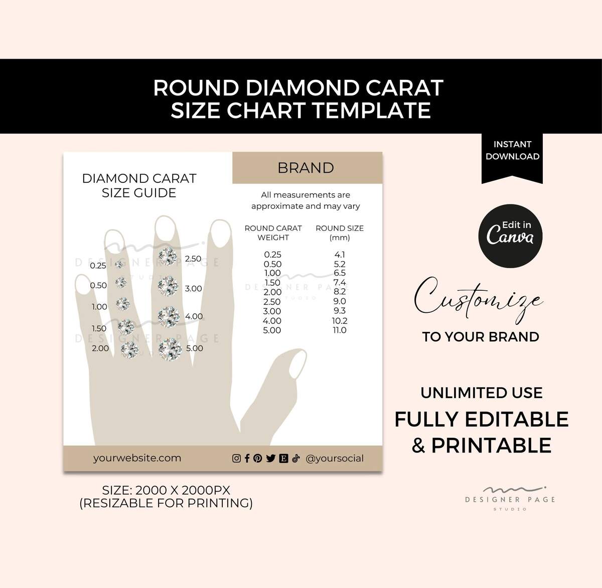 29 Printable Diamond Size Charts Diamond Color Charts