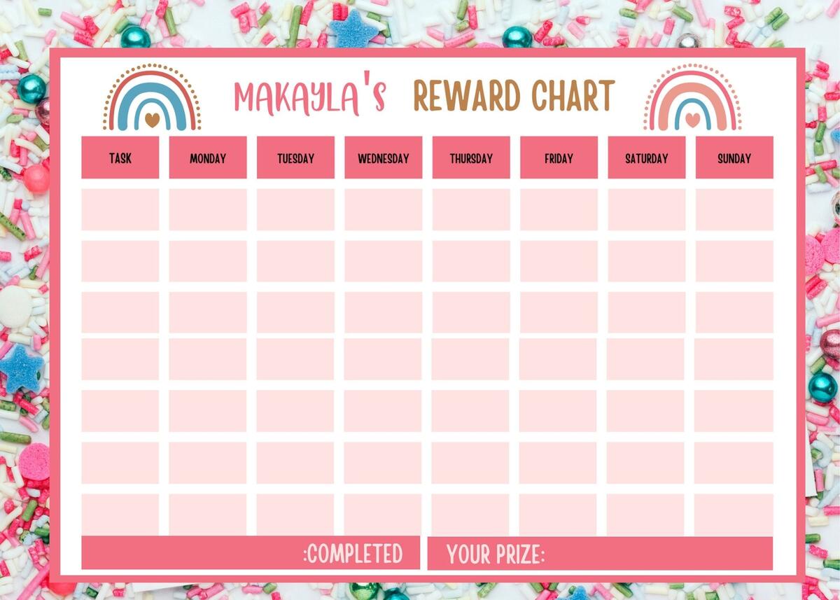 EDITABLE Rainbow Reward Chart Rainbow Chore Chart Behavior Chart Printable Digital Instant Download Template Etsy