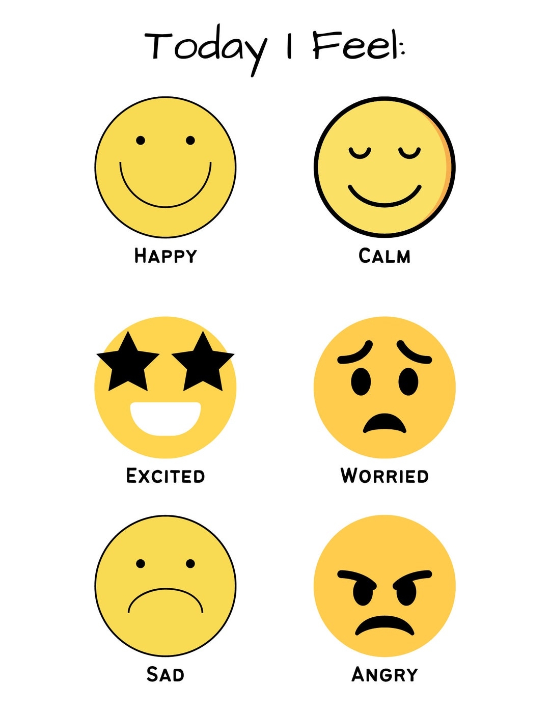 Emotions Chart Feelings Chart Toddlers Preschoolers Feeling Chart Today I Feel Montessori Preschool Printable Instant Download Etsy Norway