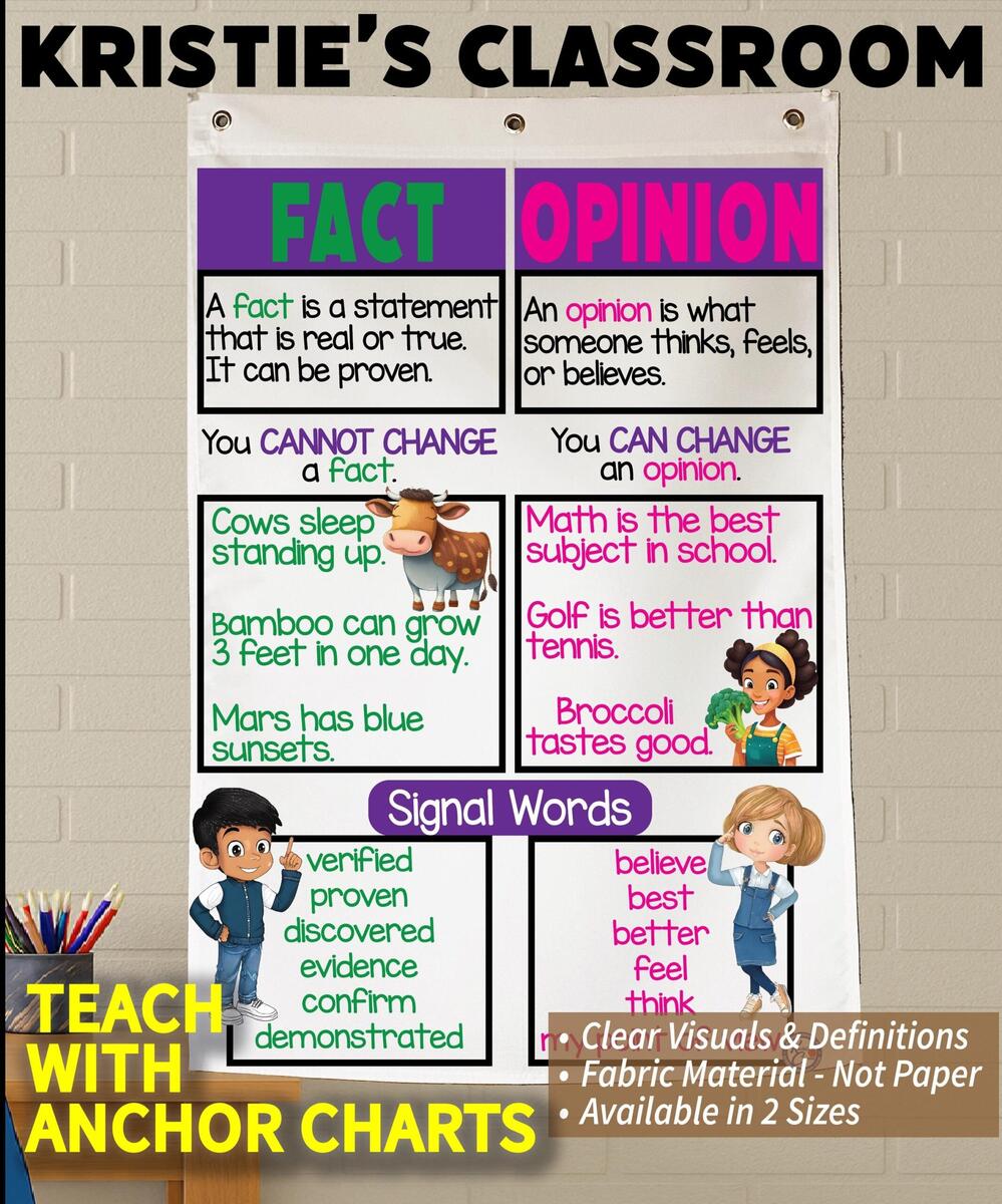 Fact And Opinion Anchor Chart Washable Fabric Classroom Decor Etsy Hong Kong