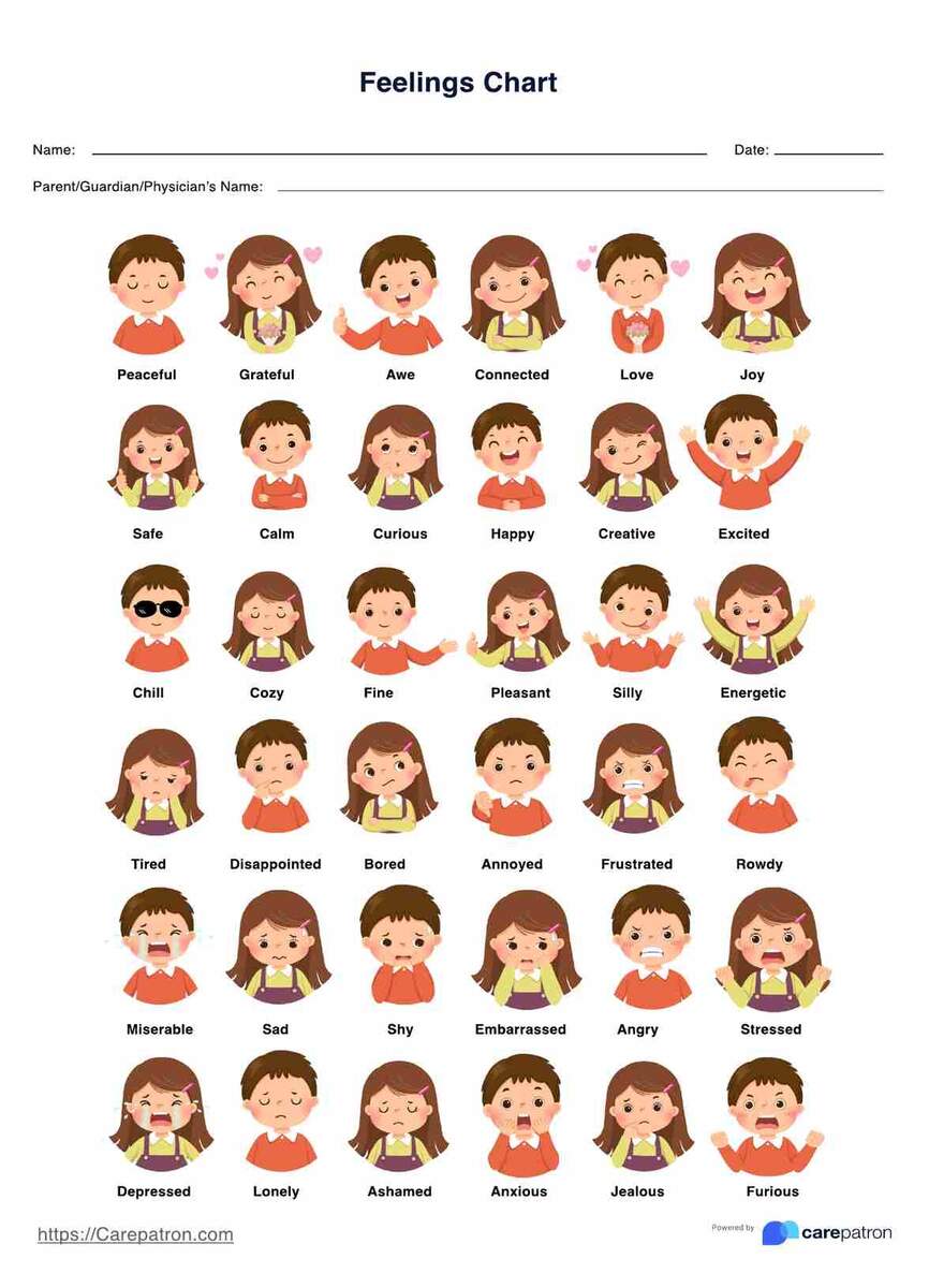 Feelings Chart For Kids
