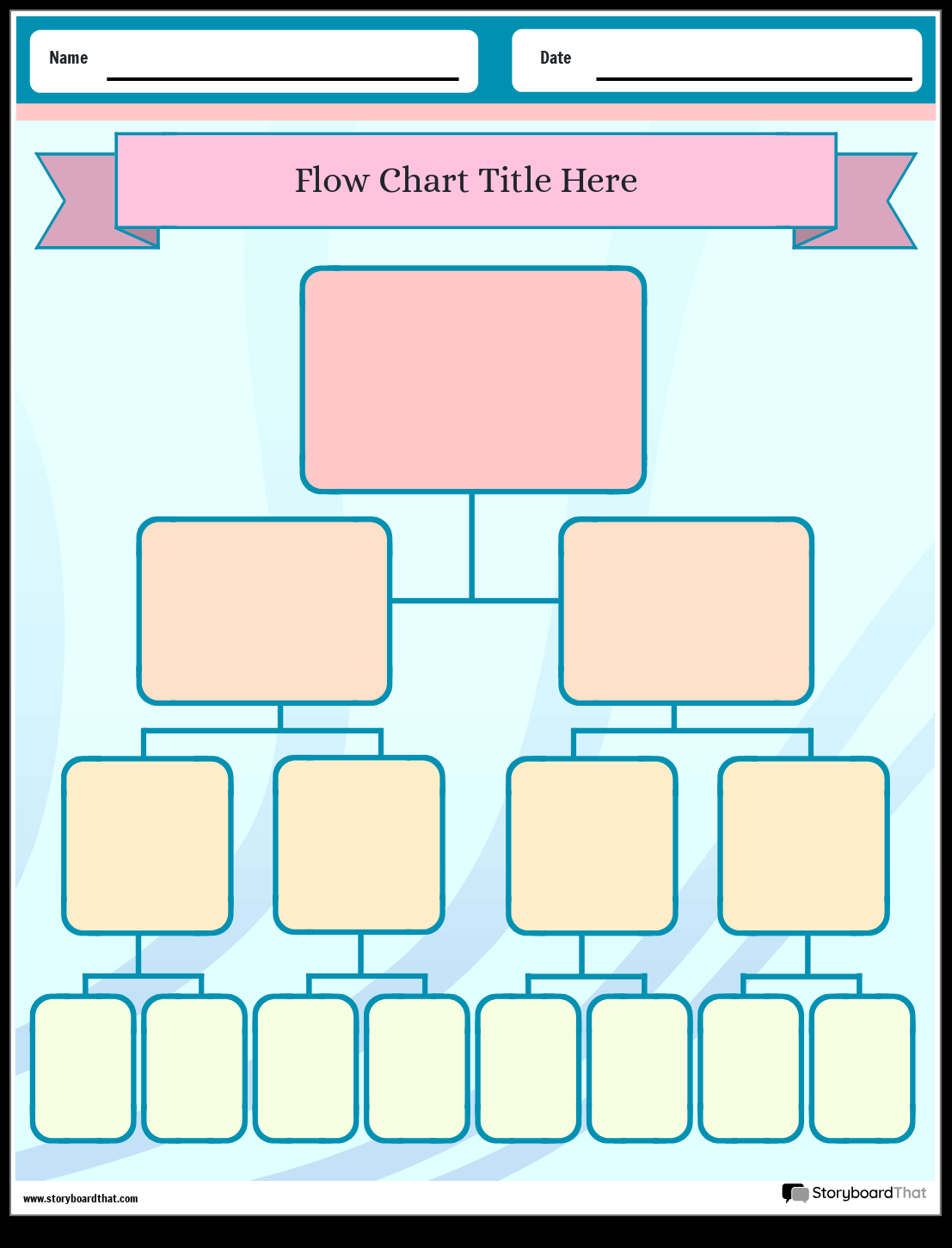 Simple Background Printable Flow Chart Worksheet Template