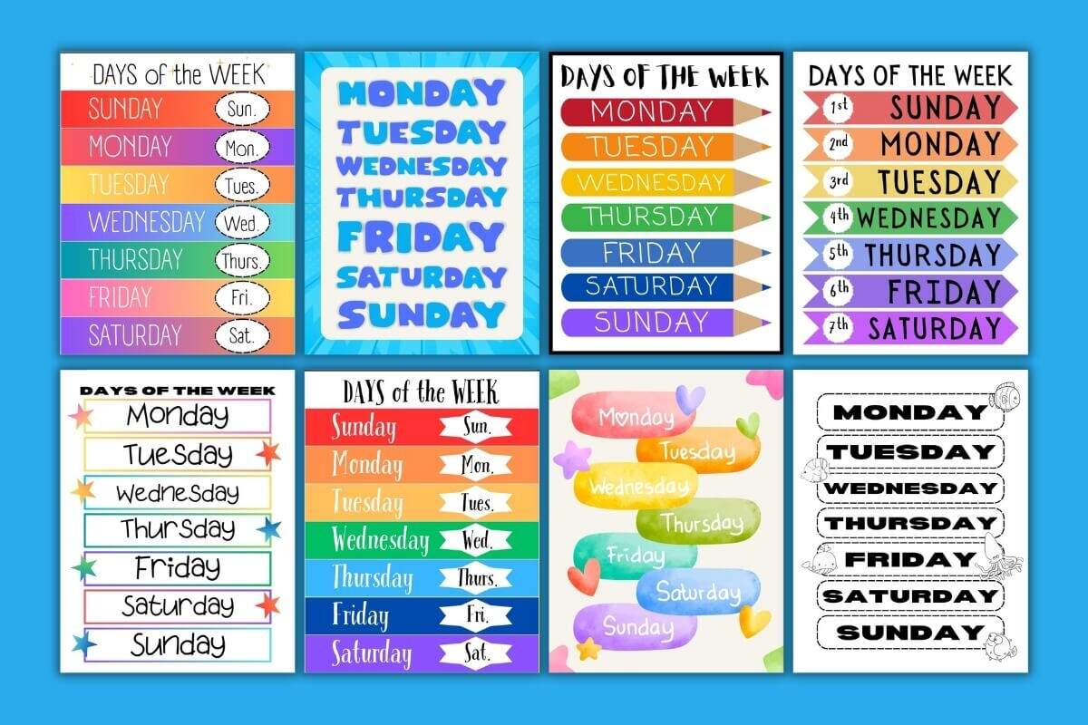 Days Of The Week Chart 10 Free PDF Printables Printablee