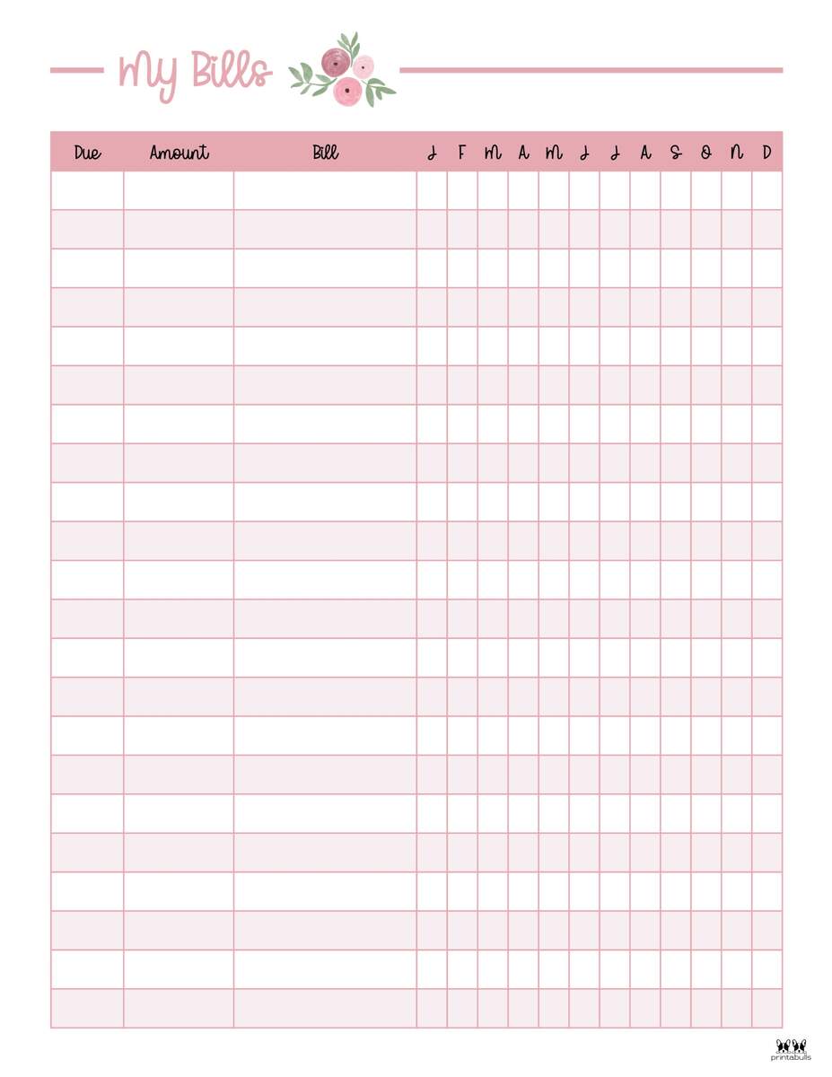 Monthly Bill Payment Tracker Printable Free Printable Monthly Bill Organizers Monthly Bill Payment Checklist