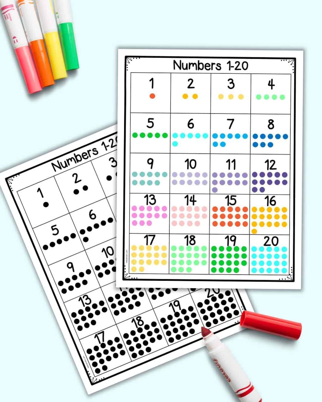 Free Printable Number Chart 1 20 For Kindergarten The Artisan Life