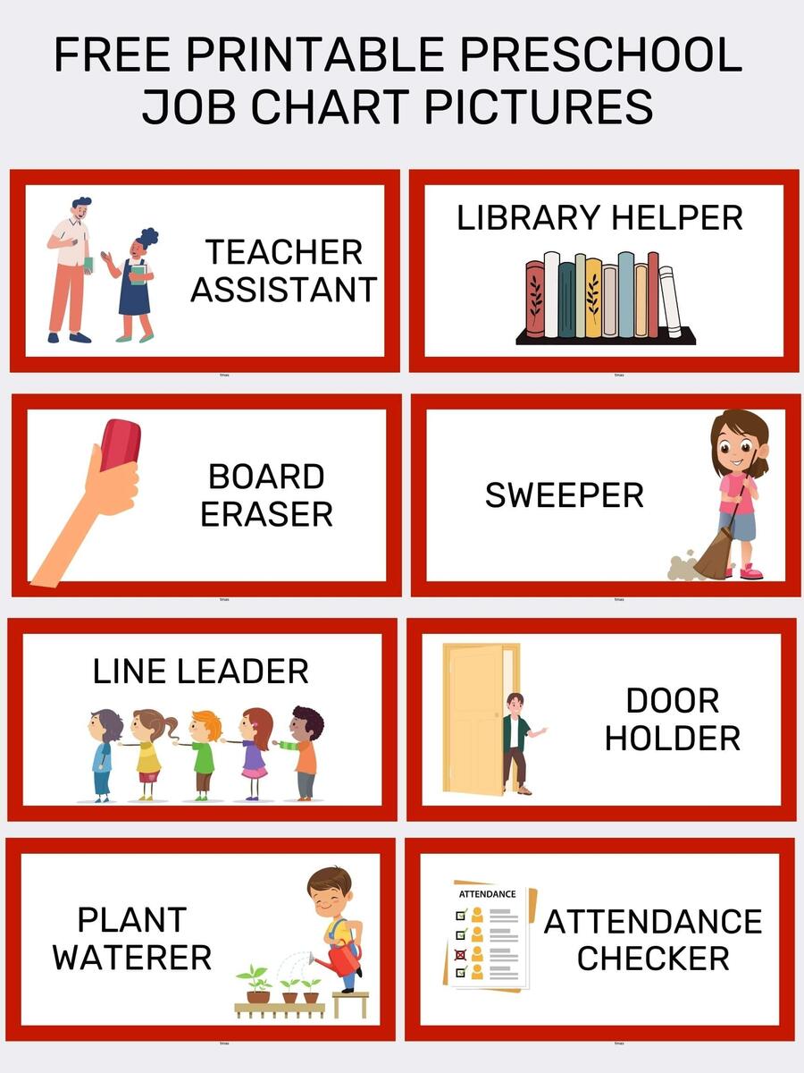 Editable Preschool Job Chart