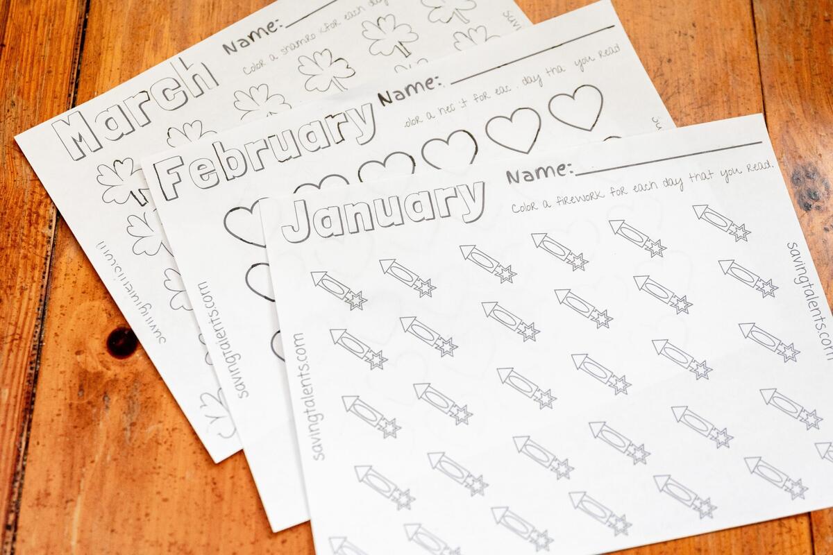 Free Printable Reading Charts For Kids Month By Month Saving Talents