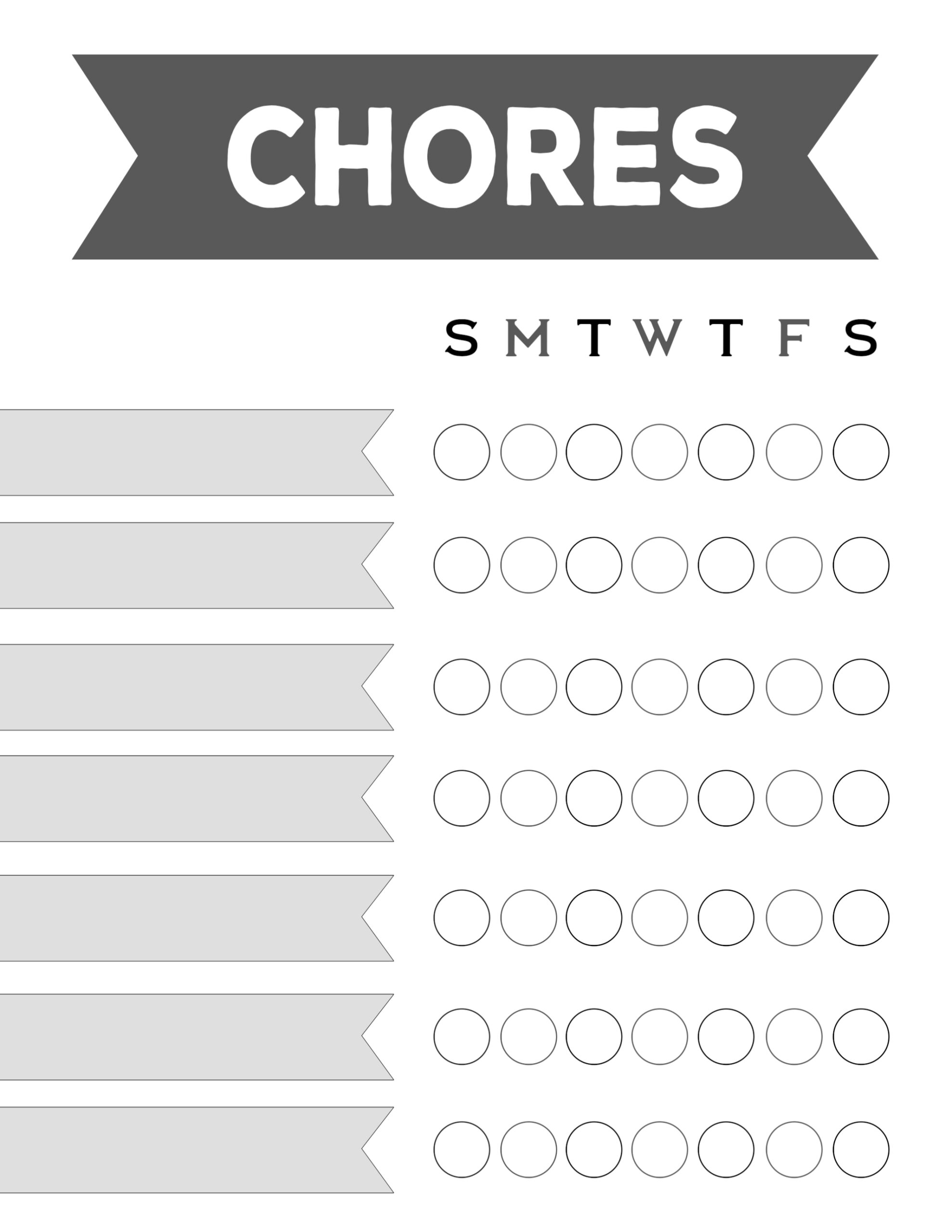 Free And Customizable Chore Templates