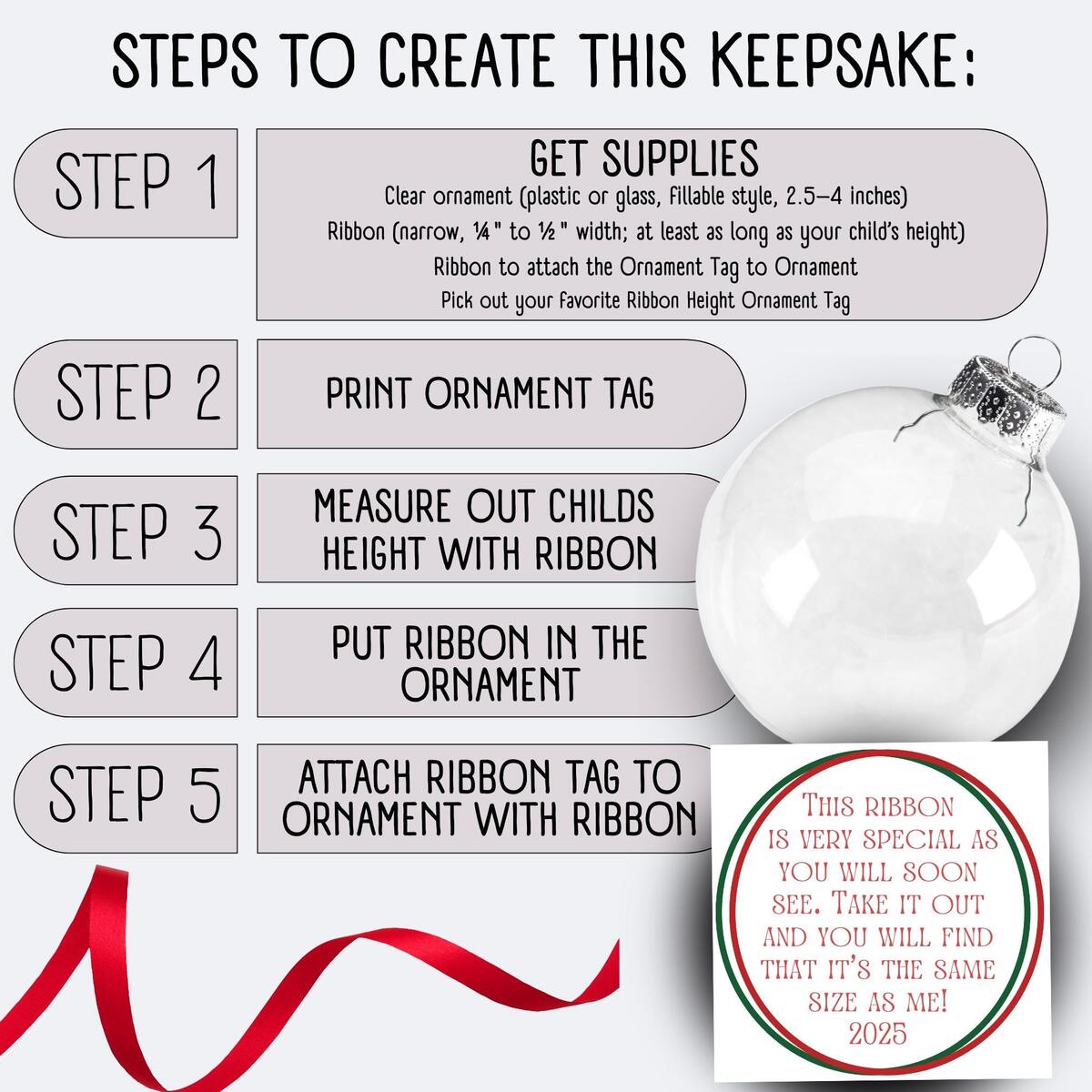 Custom Ribbon Height Christmas Tag Keepsake Ornament Digital Download Etsy