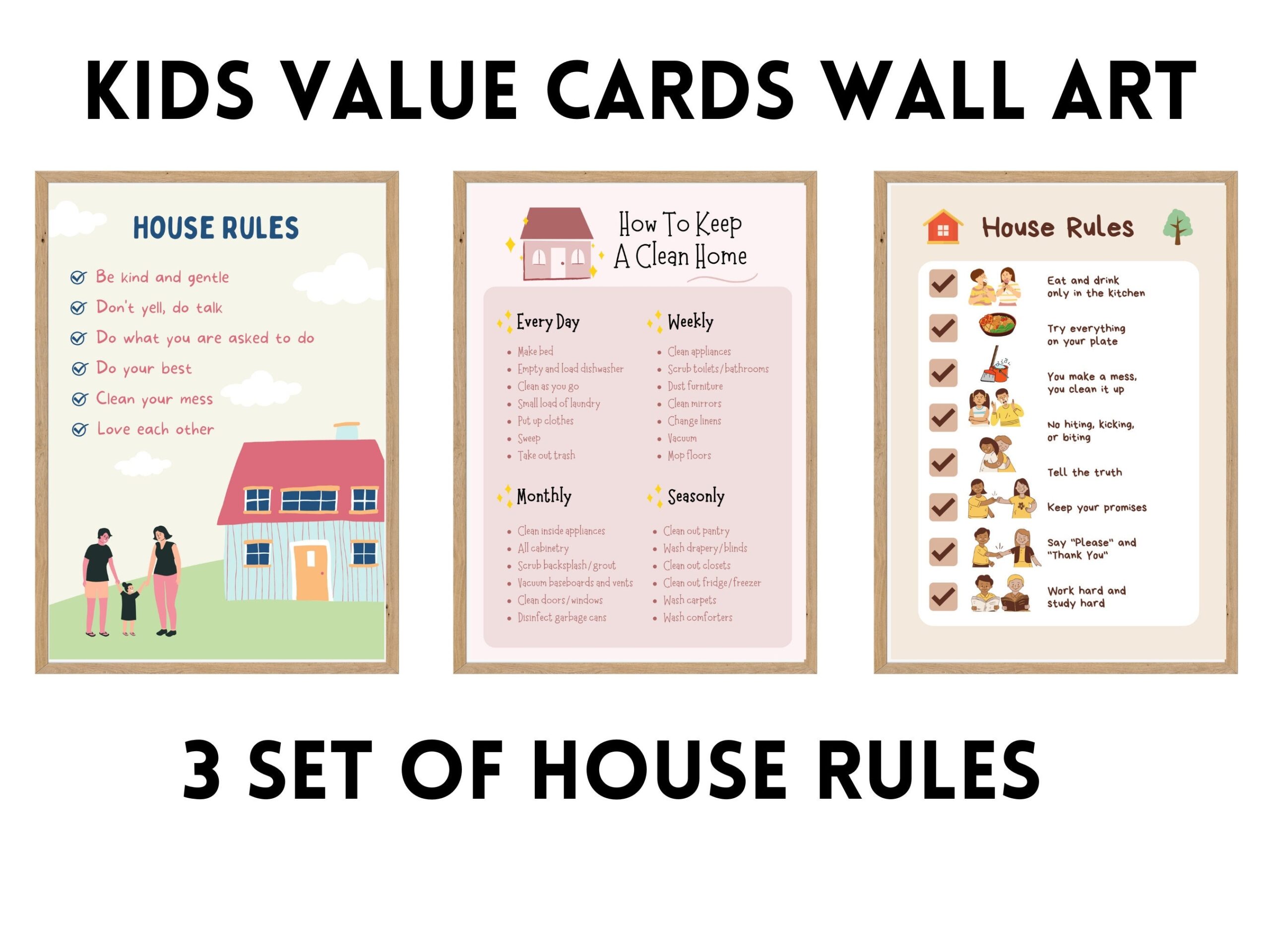 House Rules For Kids House Rule Wall Art Family Rule Wall Art Home Rules Printable Kids Moral Values Printable Flash Cards And Posters Etsy Finland