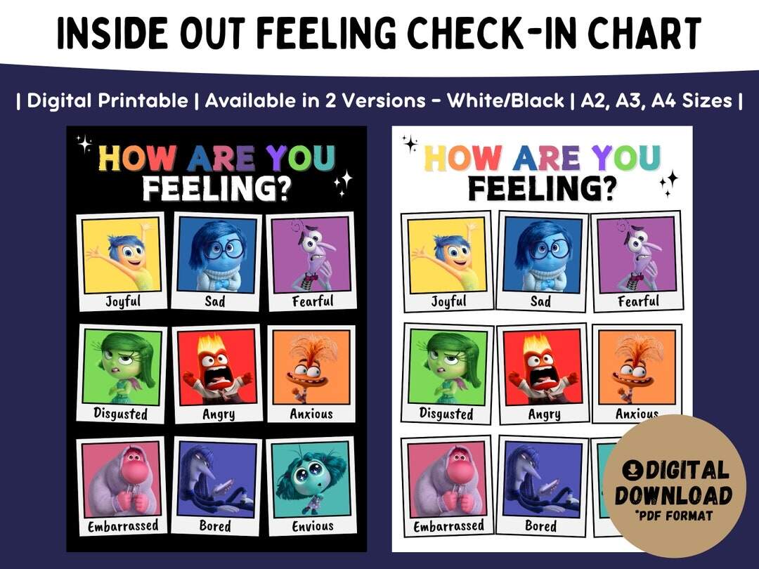 Inside Out 2 Feelings Chart Poster Feelings Emotions Check In Digital Download Etsy