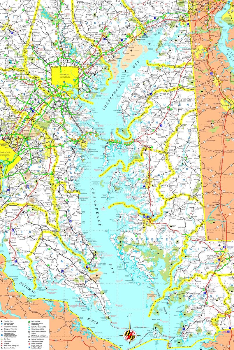 Large Detailed Map Of Chesapeake Bay Ontheworldmap