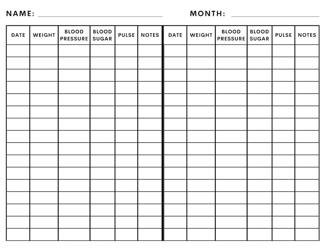 Blood Pressure Trackers World Of Printables