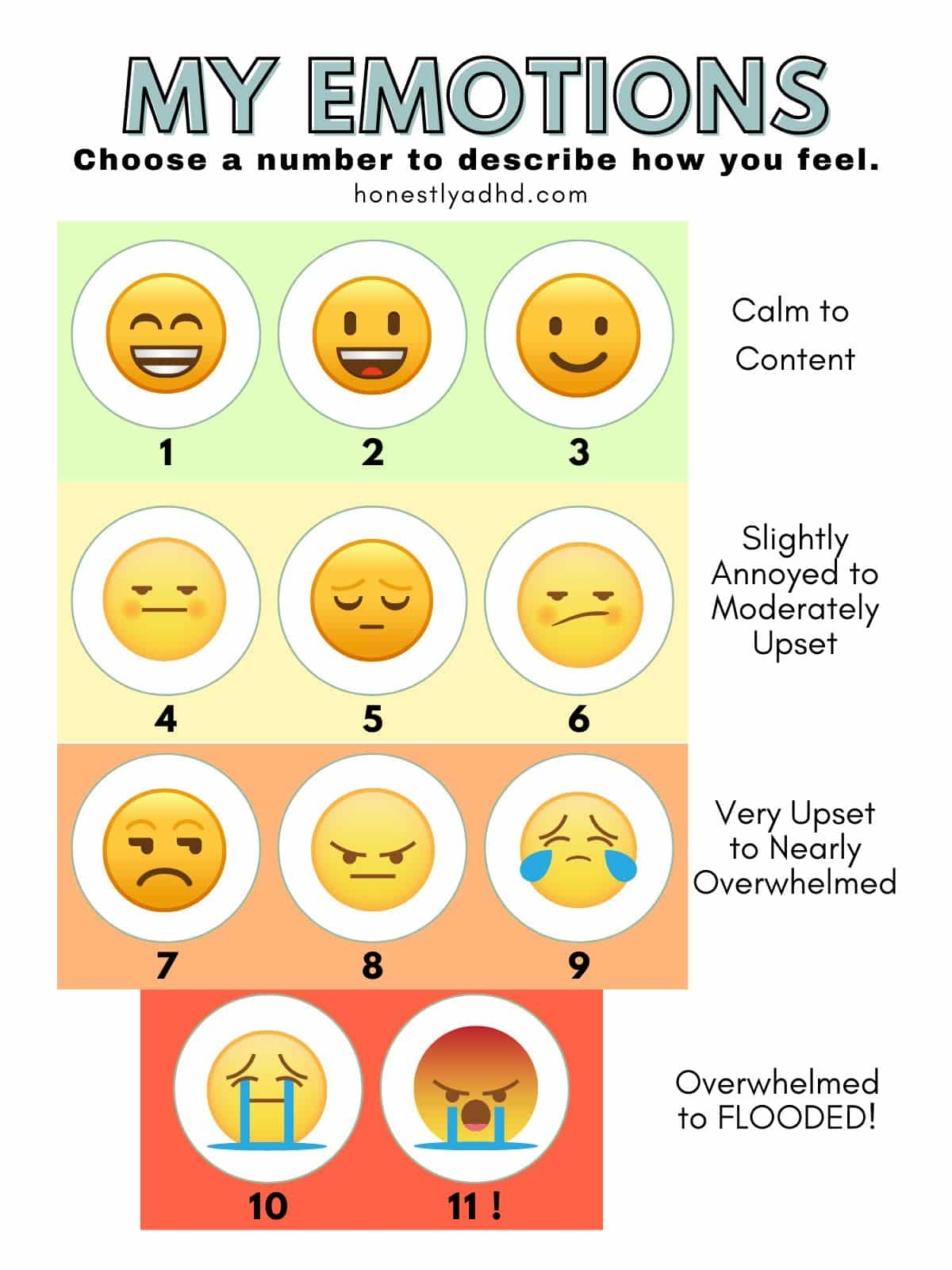 Manage ADHD Meltdowns Free Printable Emotion Scale Honestly ADHD