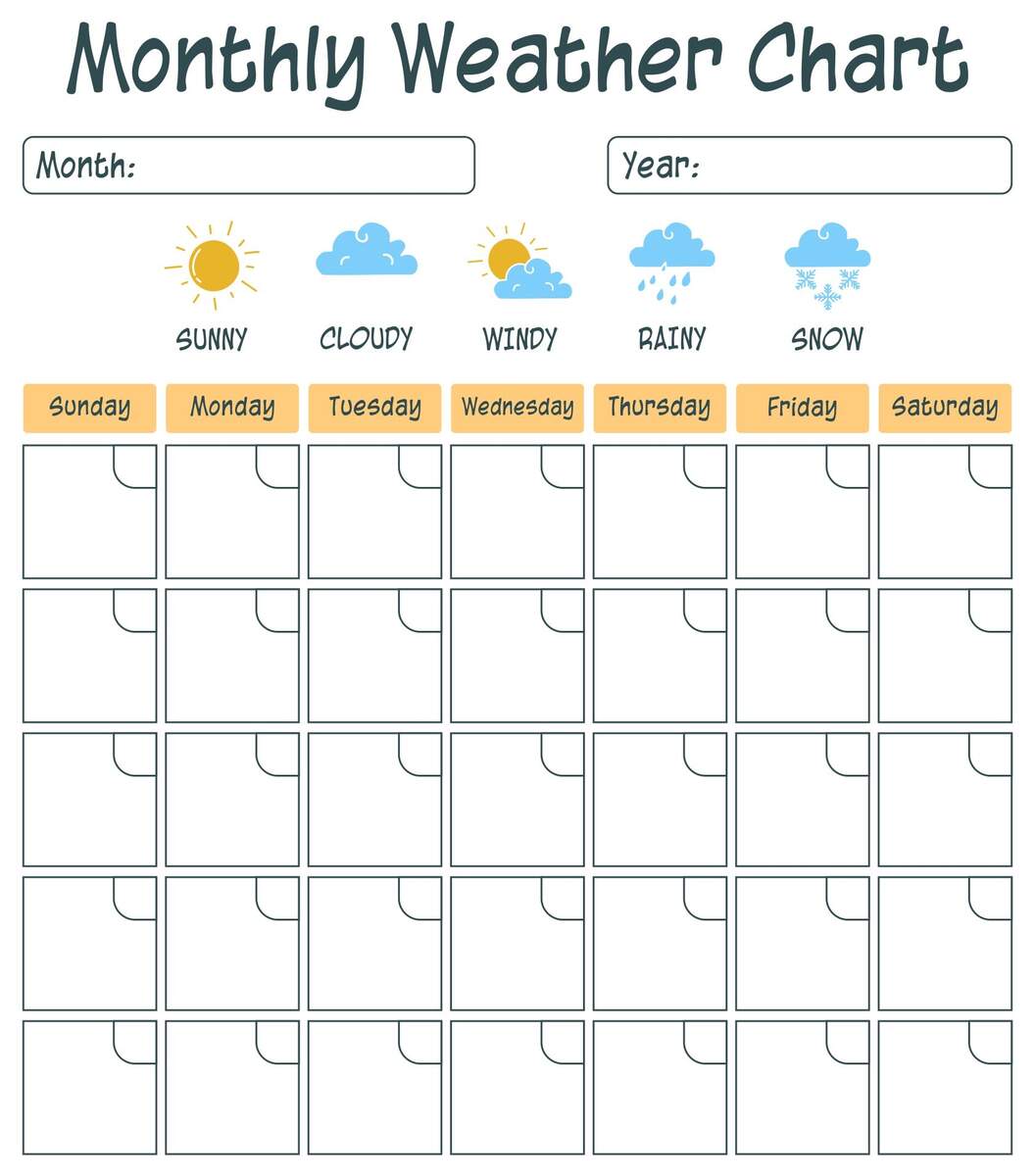 Monthly Weather Chart Kindergarten 10 Free PDF Printables Printablee