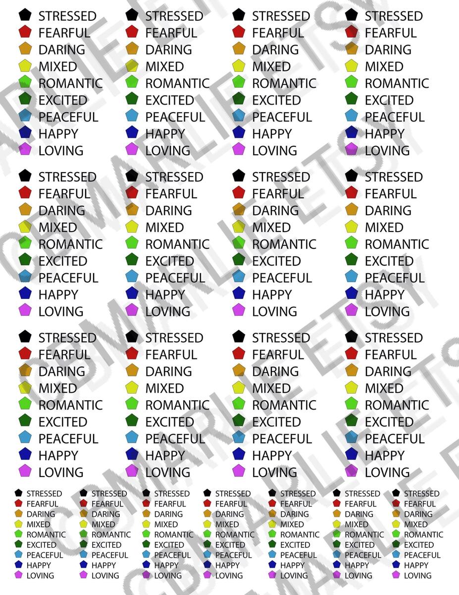 Mood Stone Mood Beads Color Chart Mood Ring Chart Printable Mood Ring Chart Accurate Colors And