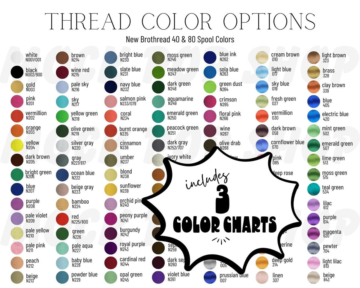 New Brothread 40 80 Thread Colors Editable Embroidery Thread Color Chart Canva Template Etsy