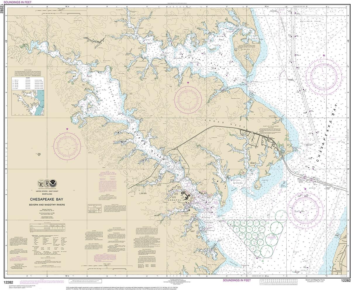 Chesapeake Bay Eastern Bay South River Map 1978 Nautical Chart Print Etsy
