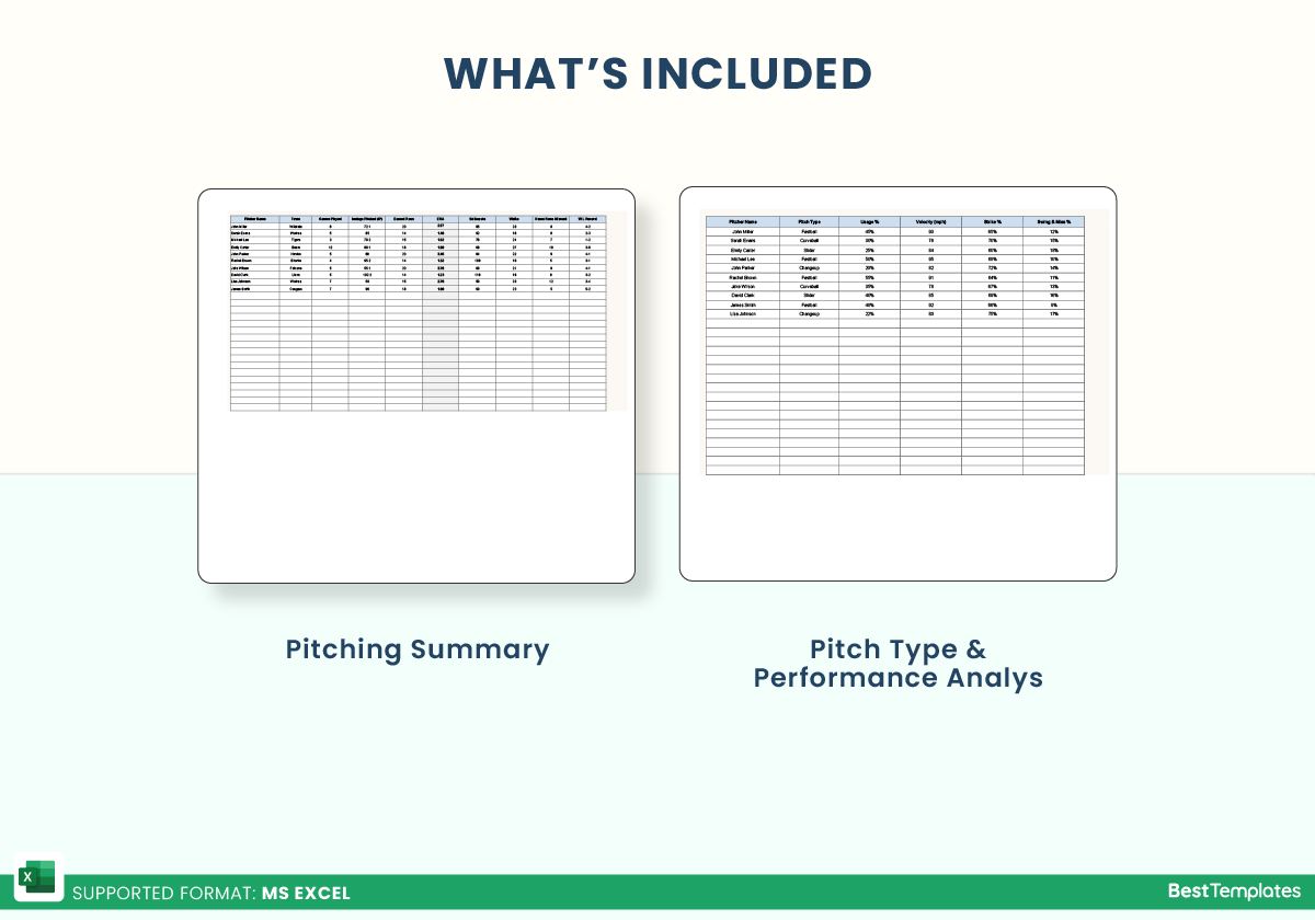 Pitching Chart Excel Template Best Templates