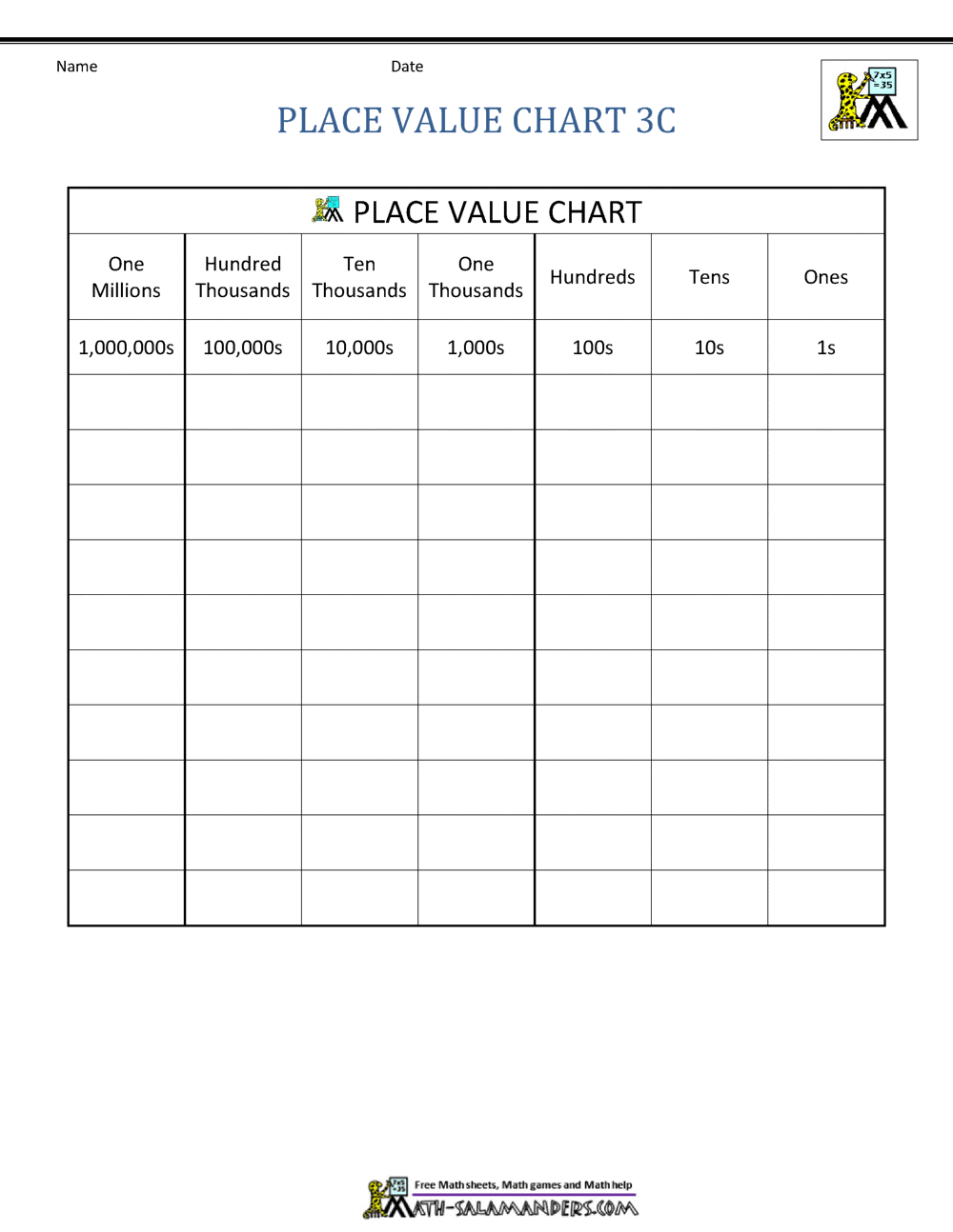 Place Value Superstar Worksheets