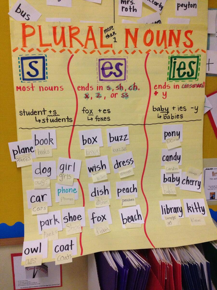 Plural Nouns Anchor Chart Image Only