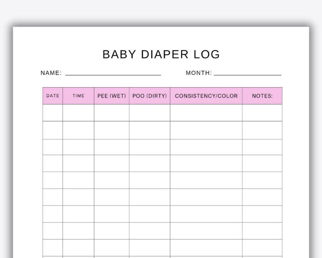 Printable Baby Diaper Log Newborn Diaper Change Log Sheet Printable Infant Diaper Tracker Essential Baby Care Journal For New Parents Etsy