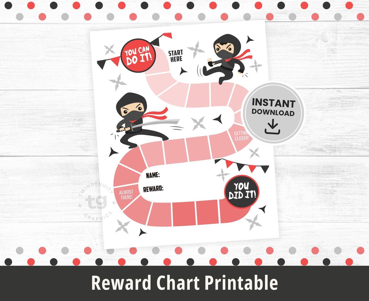 Ninja Reward Chart Etsy New Zealand