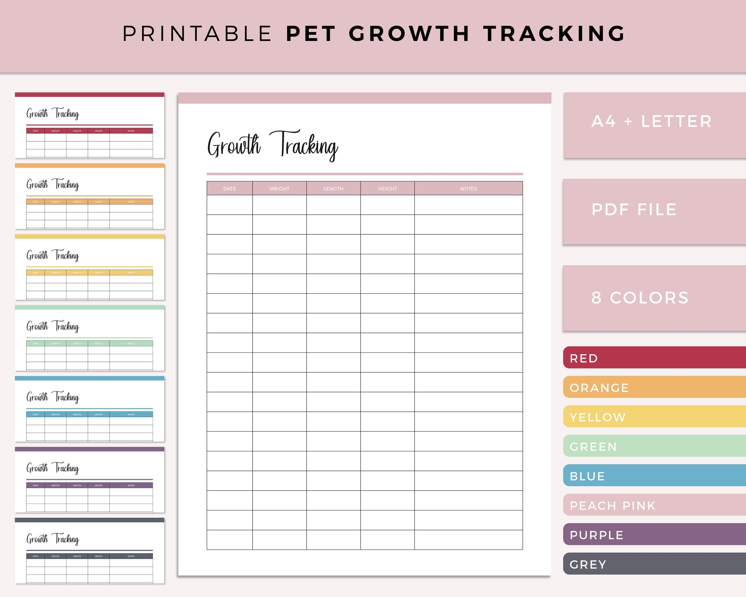 Printable Pet Growth Log Dog Growth Chart Cat Growth Chart Pet Weight Tracker Dog Weight Log US Letter And A4 Size Etsy Finland