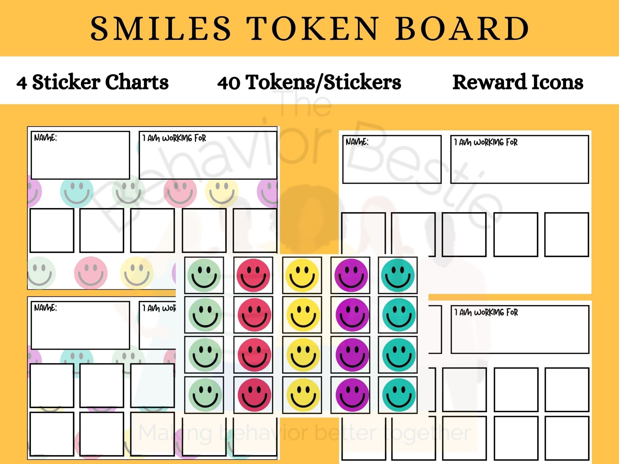 Printable Smiley Face Token Board Student Reward Chart PDF Etsy