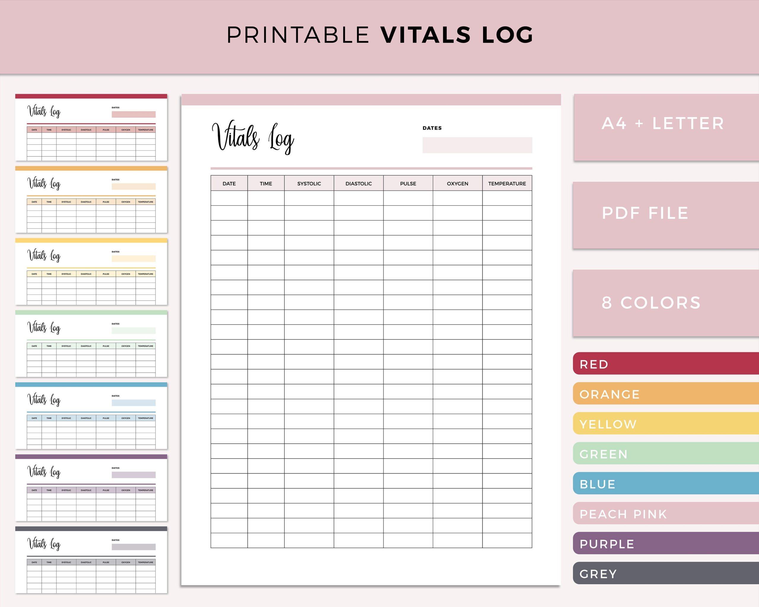 Printable Vital Sign Sheet Vitals Tracker Nursing Vitals Sheet Intake Chart Health Planner Blood Pressure Tracker Pulse Tracker Etsy Sweden