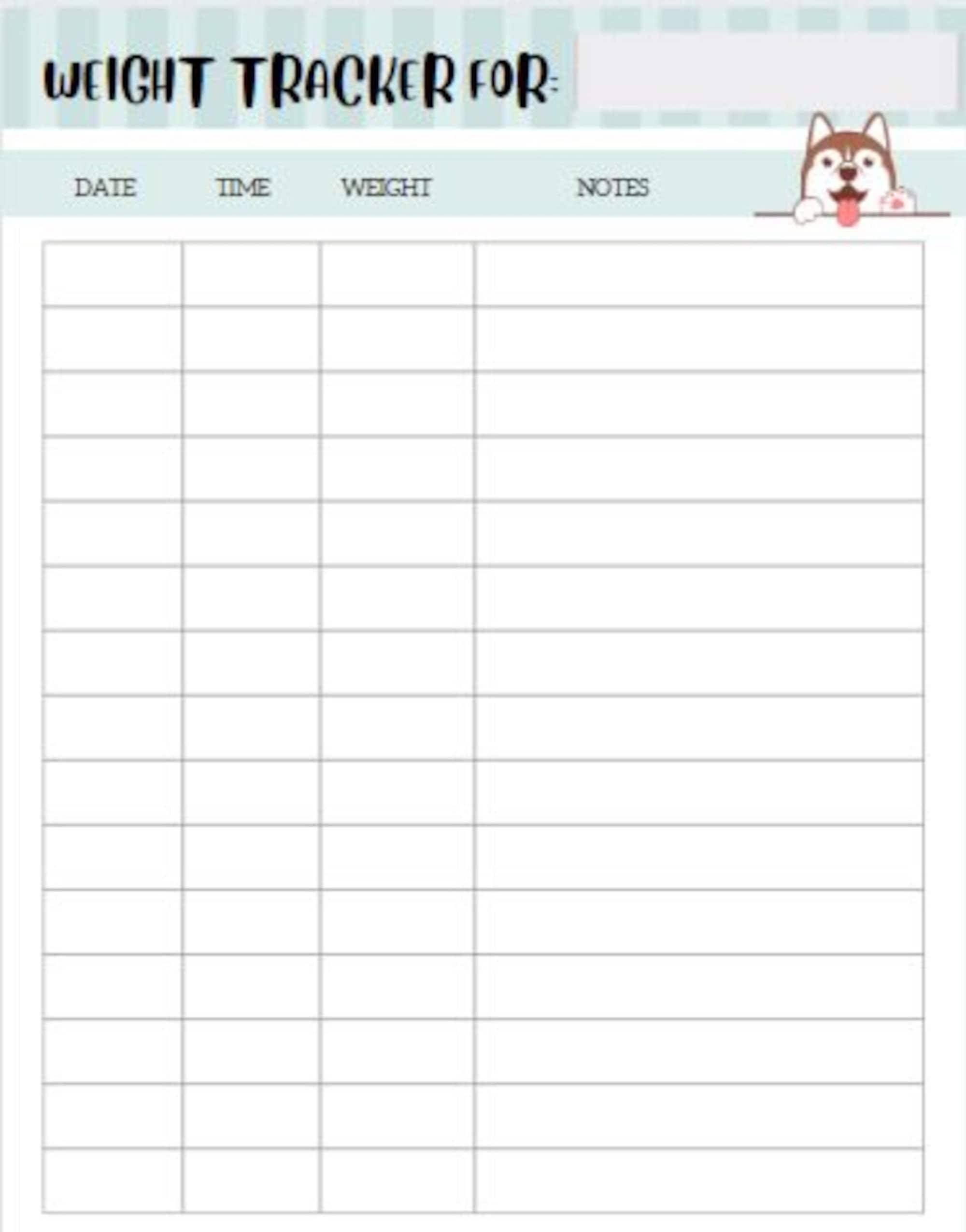 Printable Pet Growth Log Dog Growth Cat Growth Puppy Growth Kitten Growth Pet Weight Tracker Pet Growth Chart Instant Download PDF Etsy
