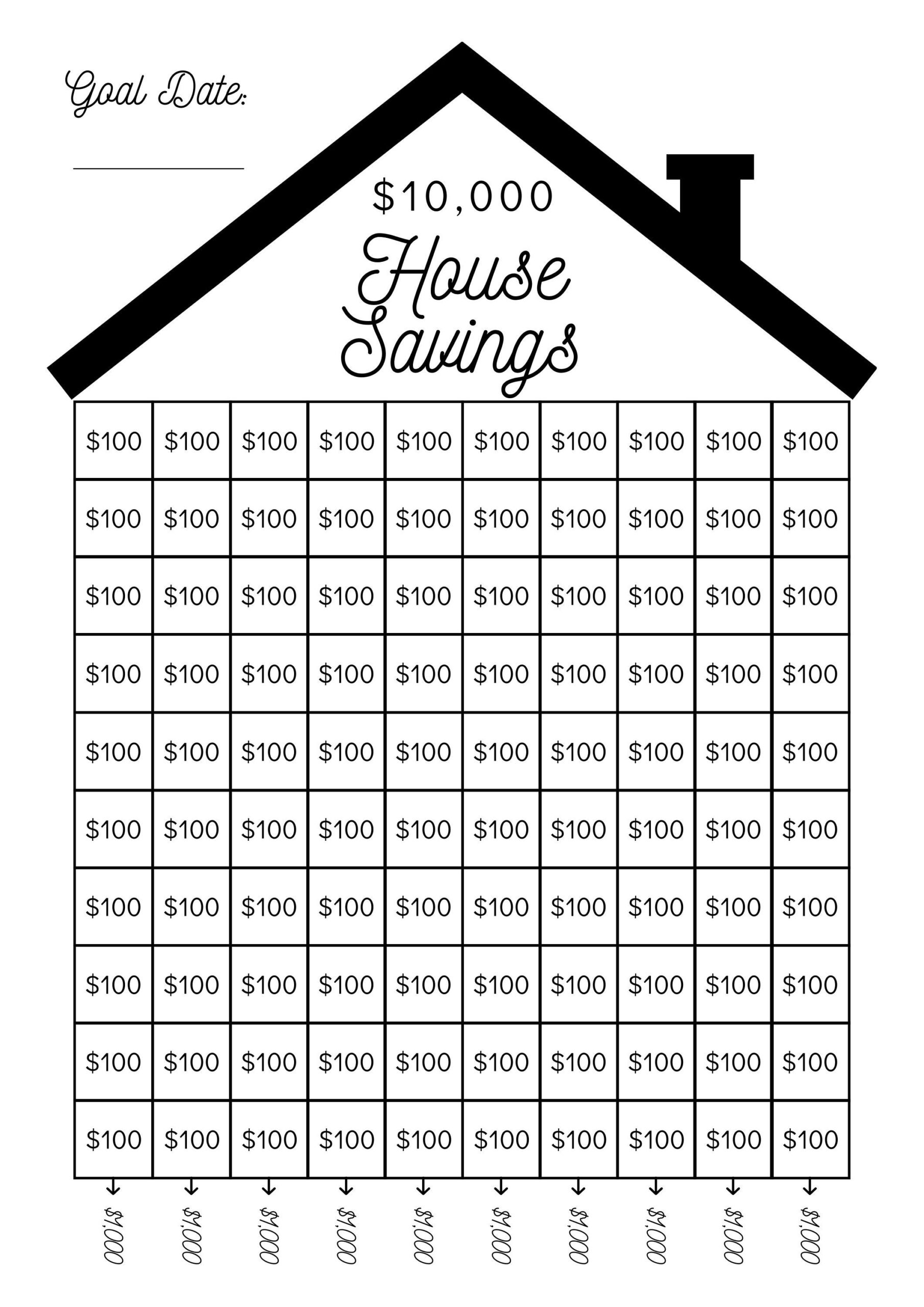 Savings Tracker Printable Saving For House Down Payment Home Fund Tracker Down Payment Saving Chart 2550109