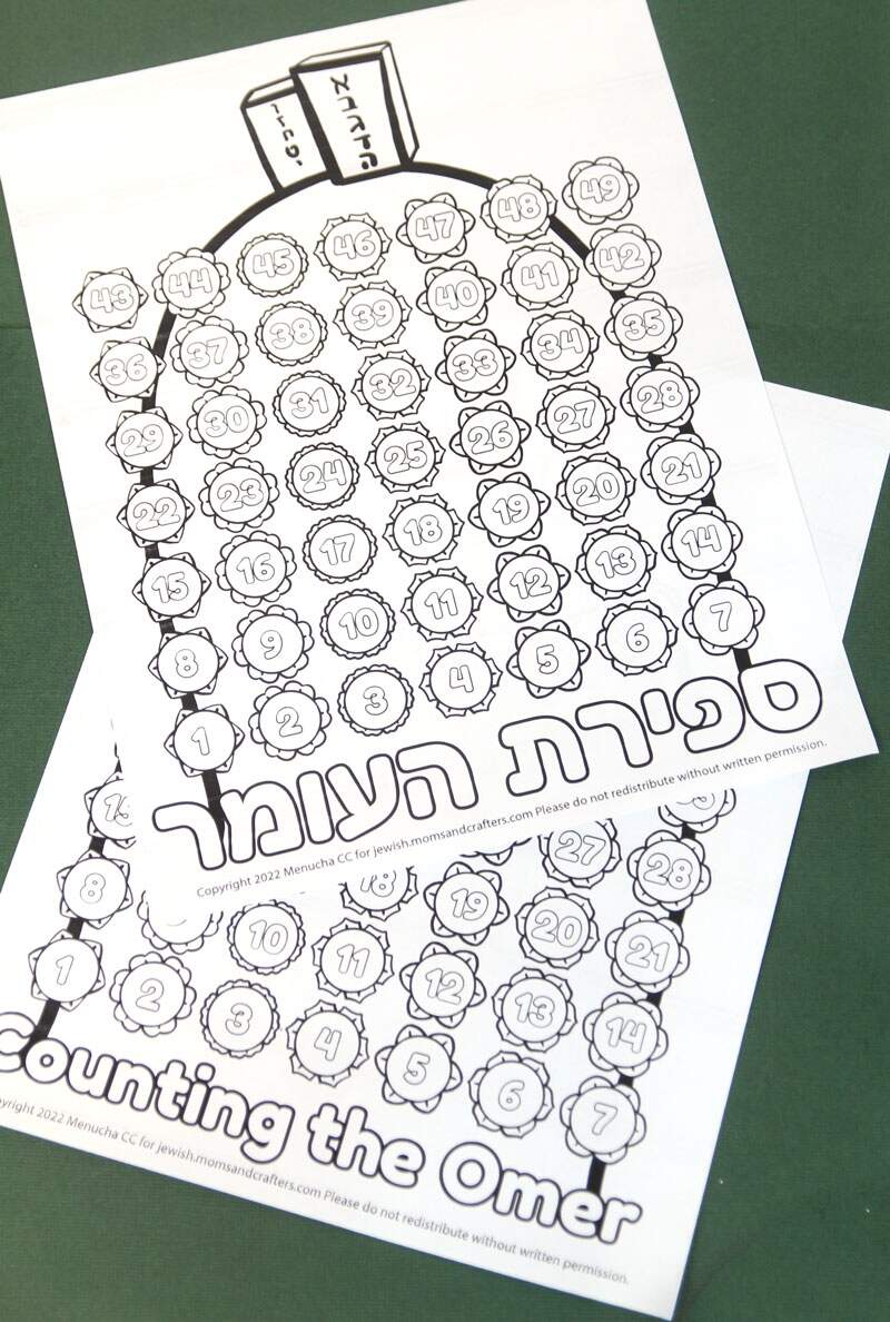 Sefirat Haomer Chart Colouring Page Hadassah Levene