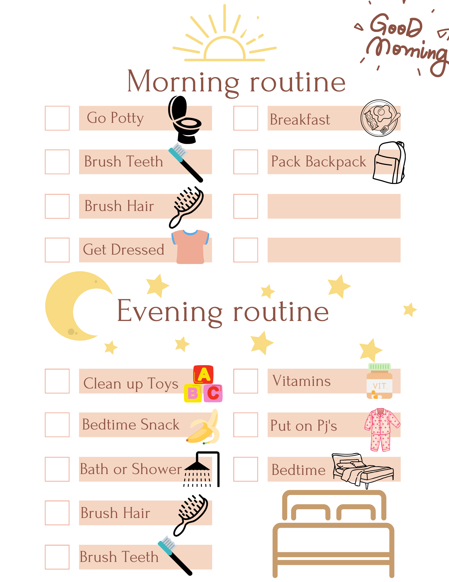 Free Kids Routine Charts