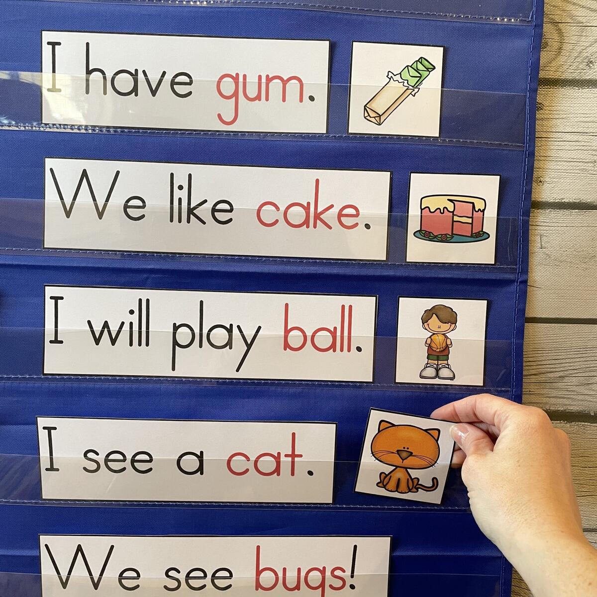Simple Sentences Pocket Chart Center For Kindergarten Kindergarten Creations