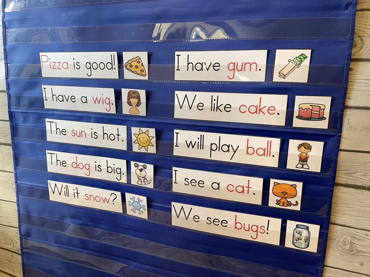 Simple Sentences Pocket Chart Center For Kindergarten Kindergarten Creations
