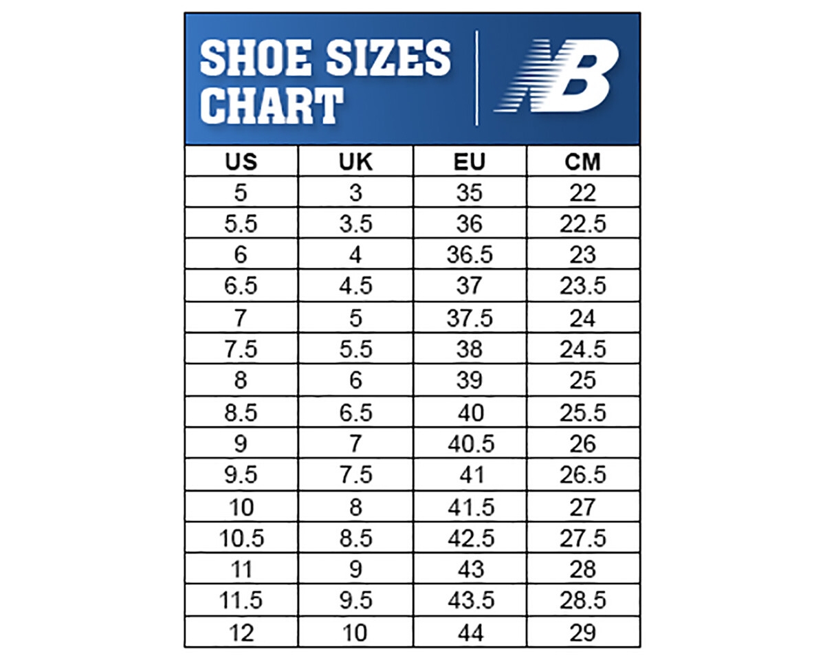 Size 43 New Balance Size Chart New Balance Shoes Size Nike New Balance Sizing Chart Cm